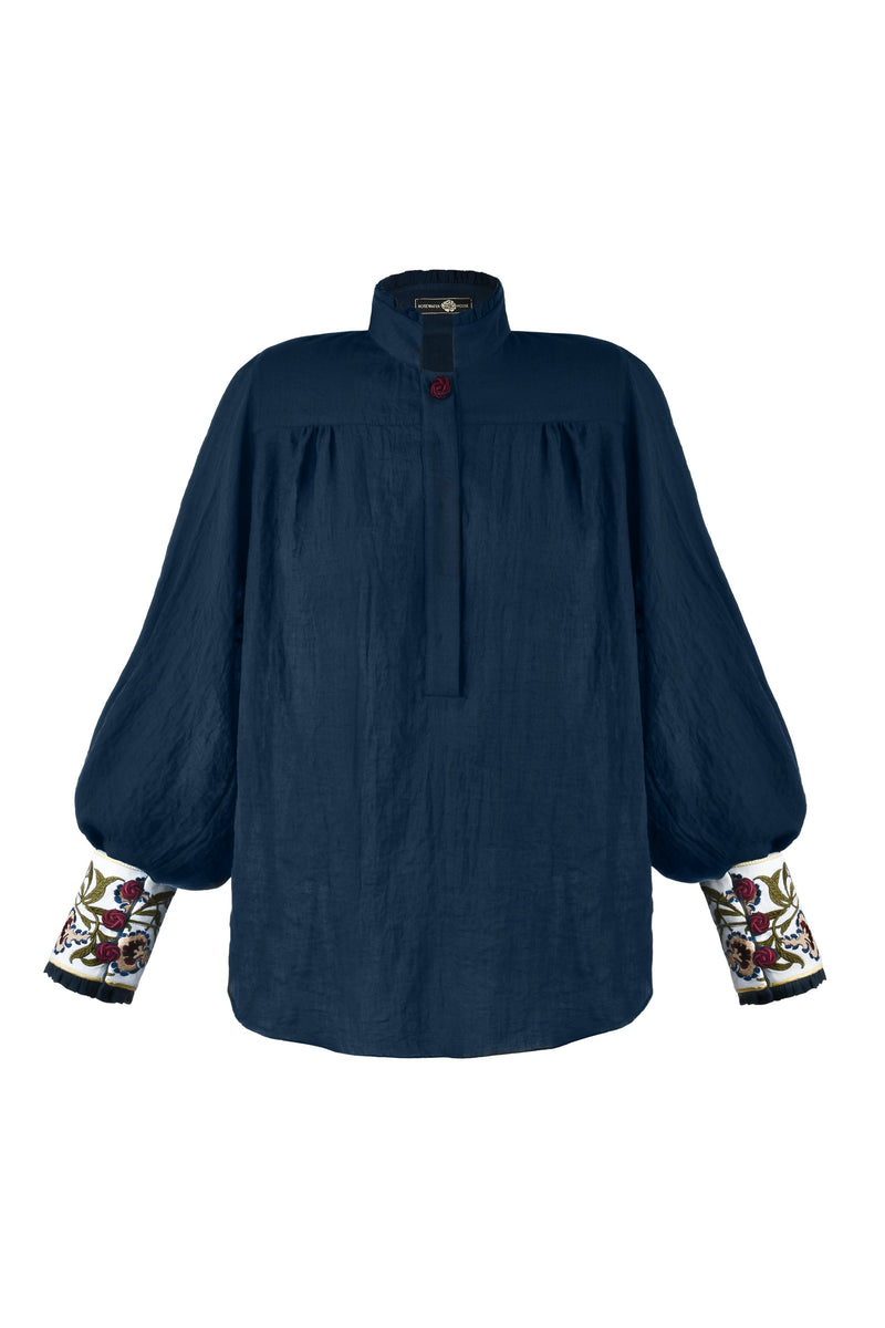 Carnation Blouse - Navy Tops - Blouse Rosewater House 