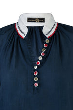 Golab Blouse - Navy & Red Tops - Blouse Rosewater House