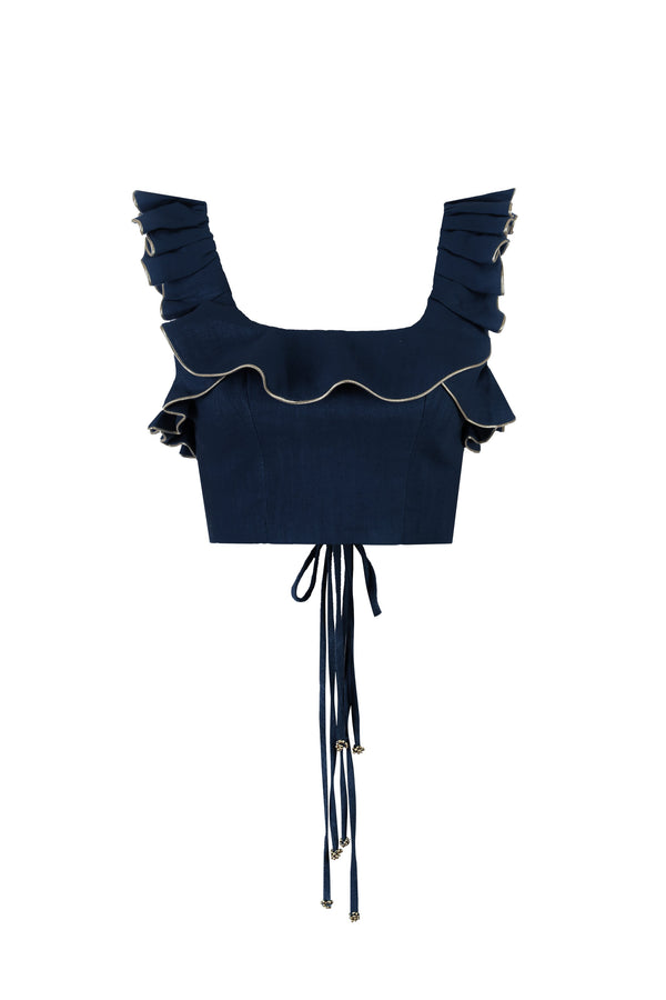 Malika Bustier Top - Navy (SAMPLE) Tops - Cropped & Casual Rosewater House 