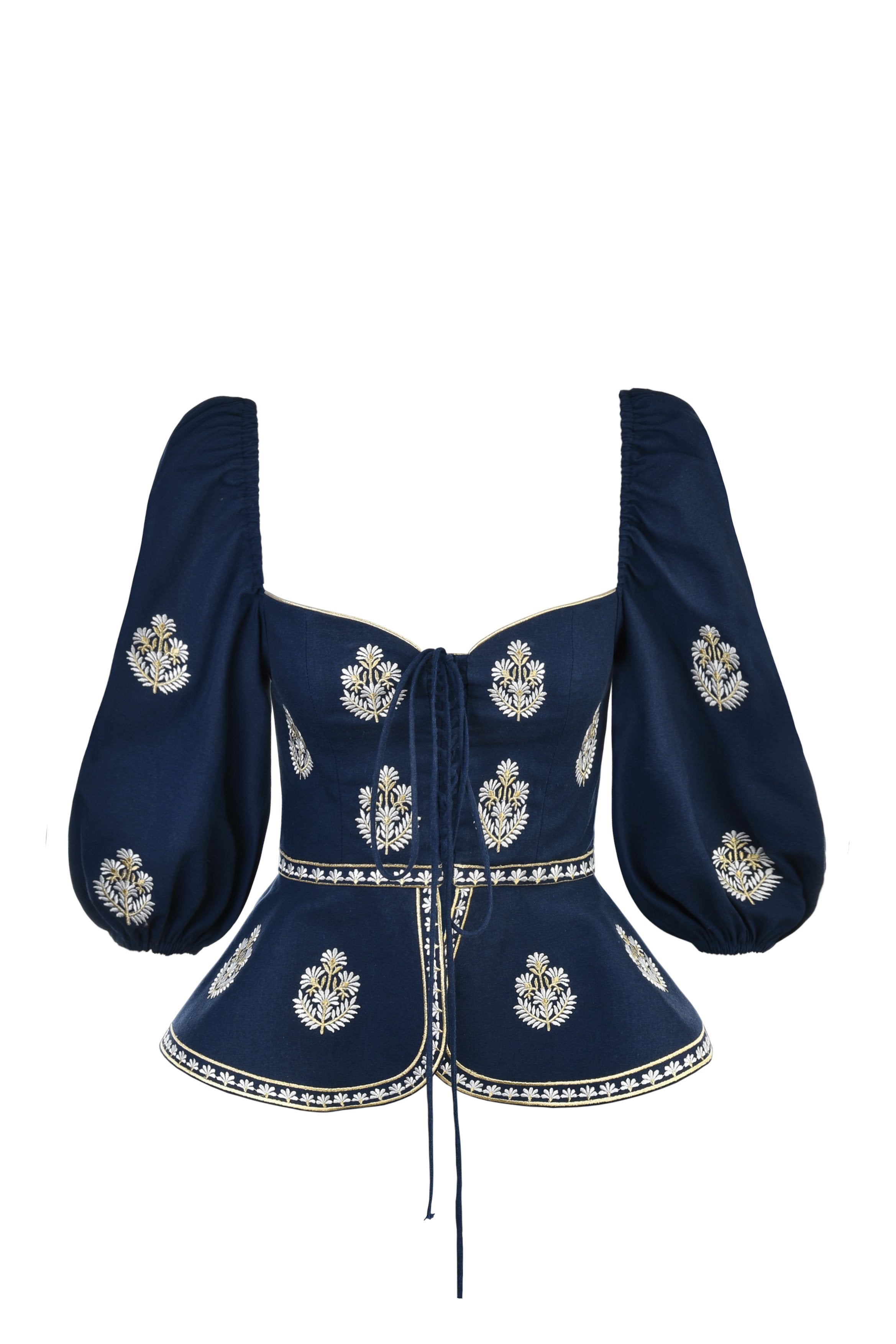 Mina Lace Front Bustier - Navy & White (SAMPLE) Rosewater House