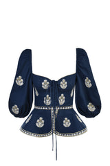 Mina Lace Front Bustier - Navy & White (SAMPLE) Rosewater House 