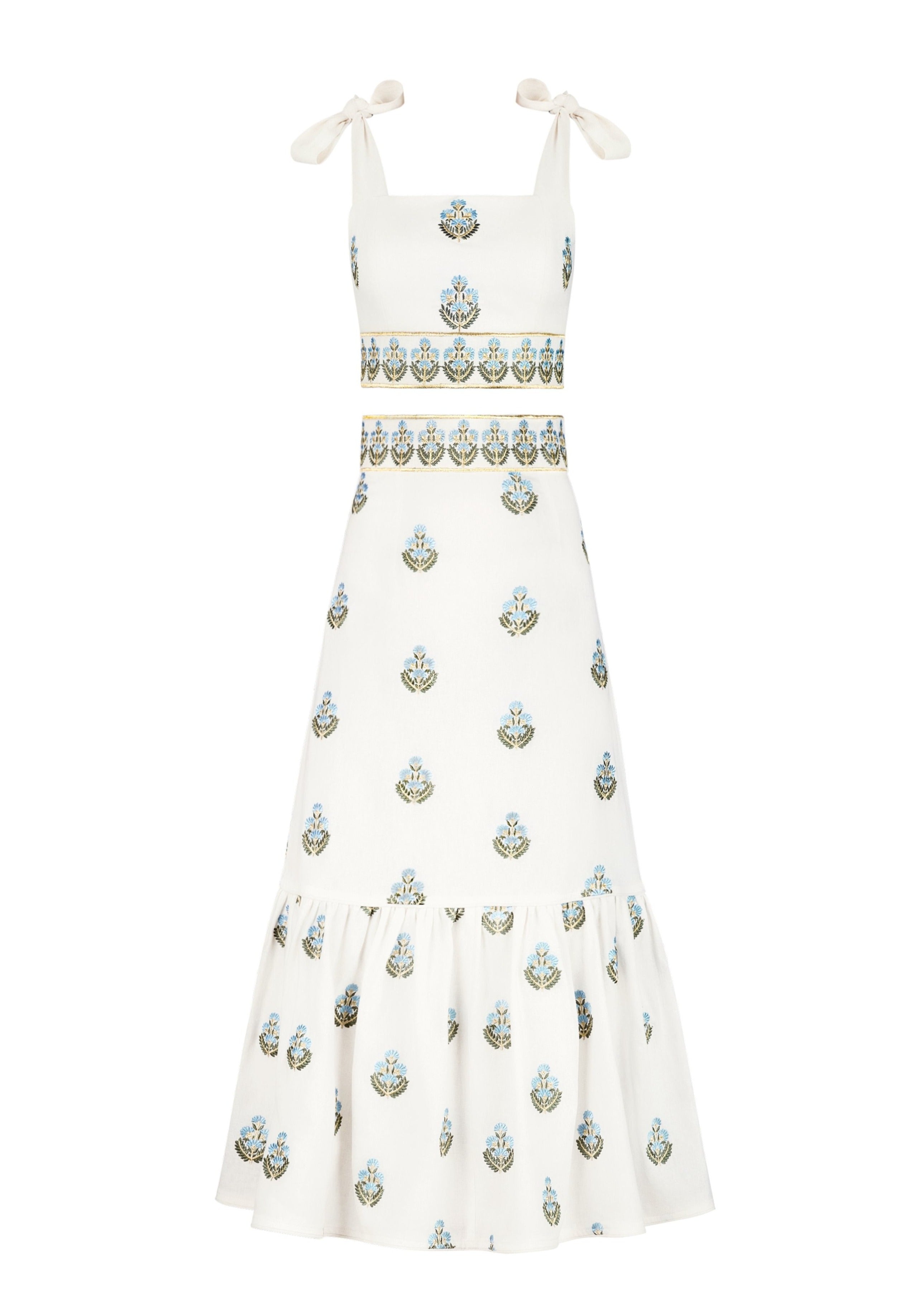 Begum Set - Off White & Blue Dresses - Formal OVER THE MOON