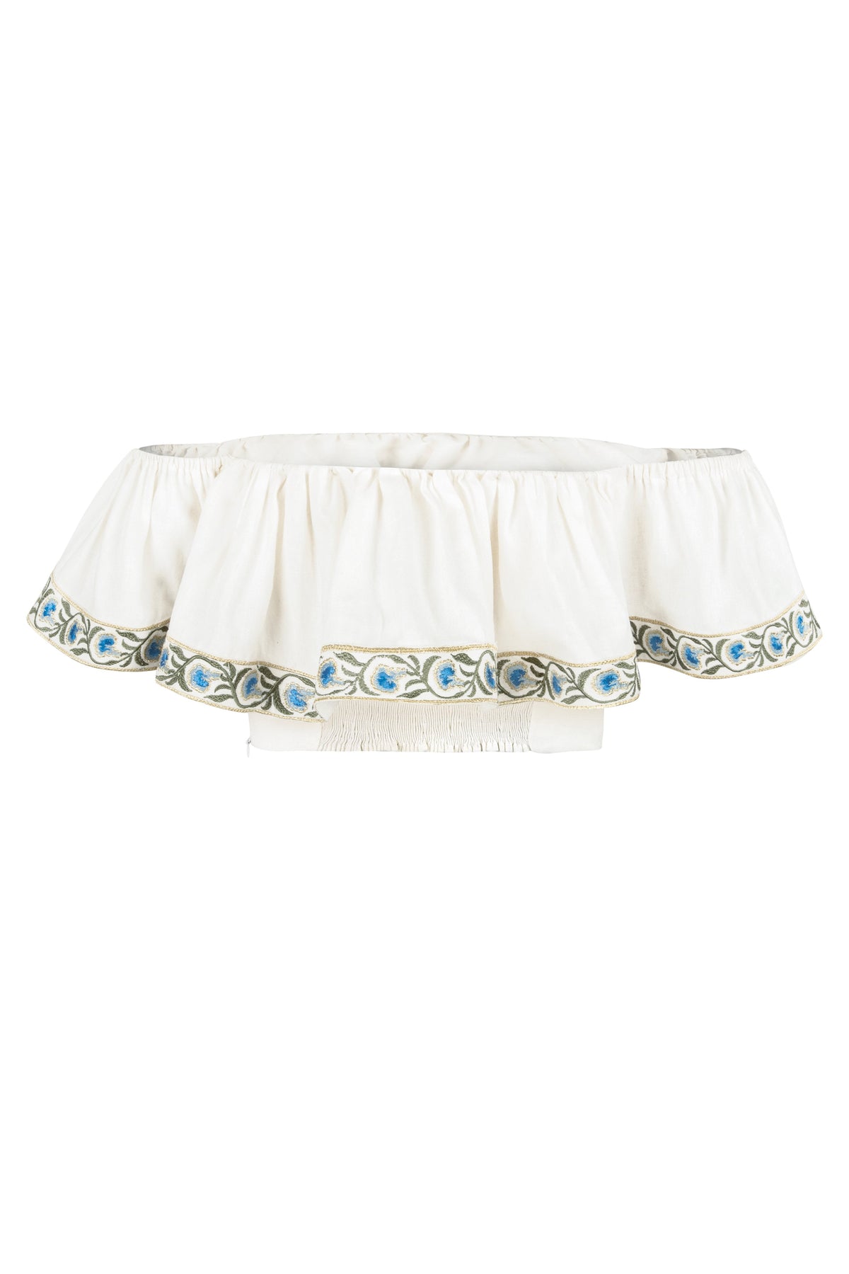 Carnation Off the Shoulder Top - White & Blue Tops - Bustier & Embroidered Rosewater House