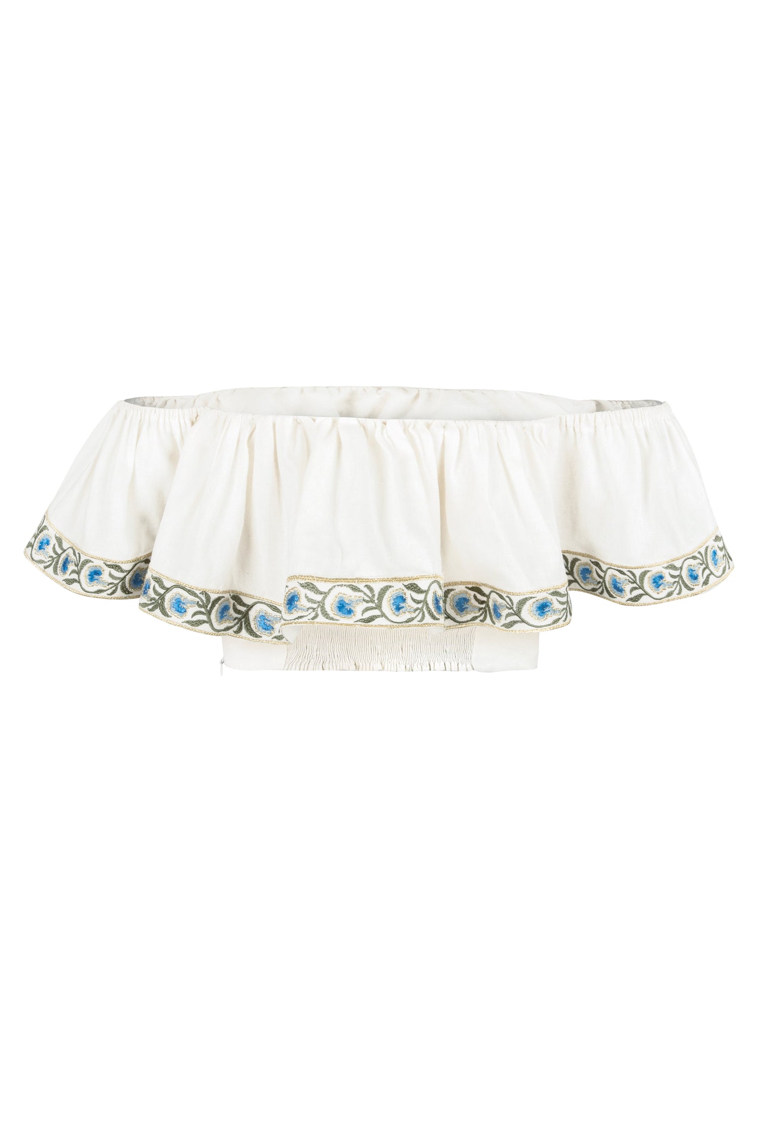 Carnation Off the Shoulder Top - White & Blue Tops - Bustier & Embroidered Rosewater House