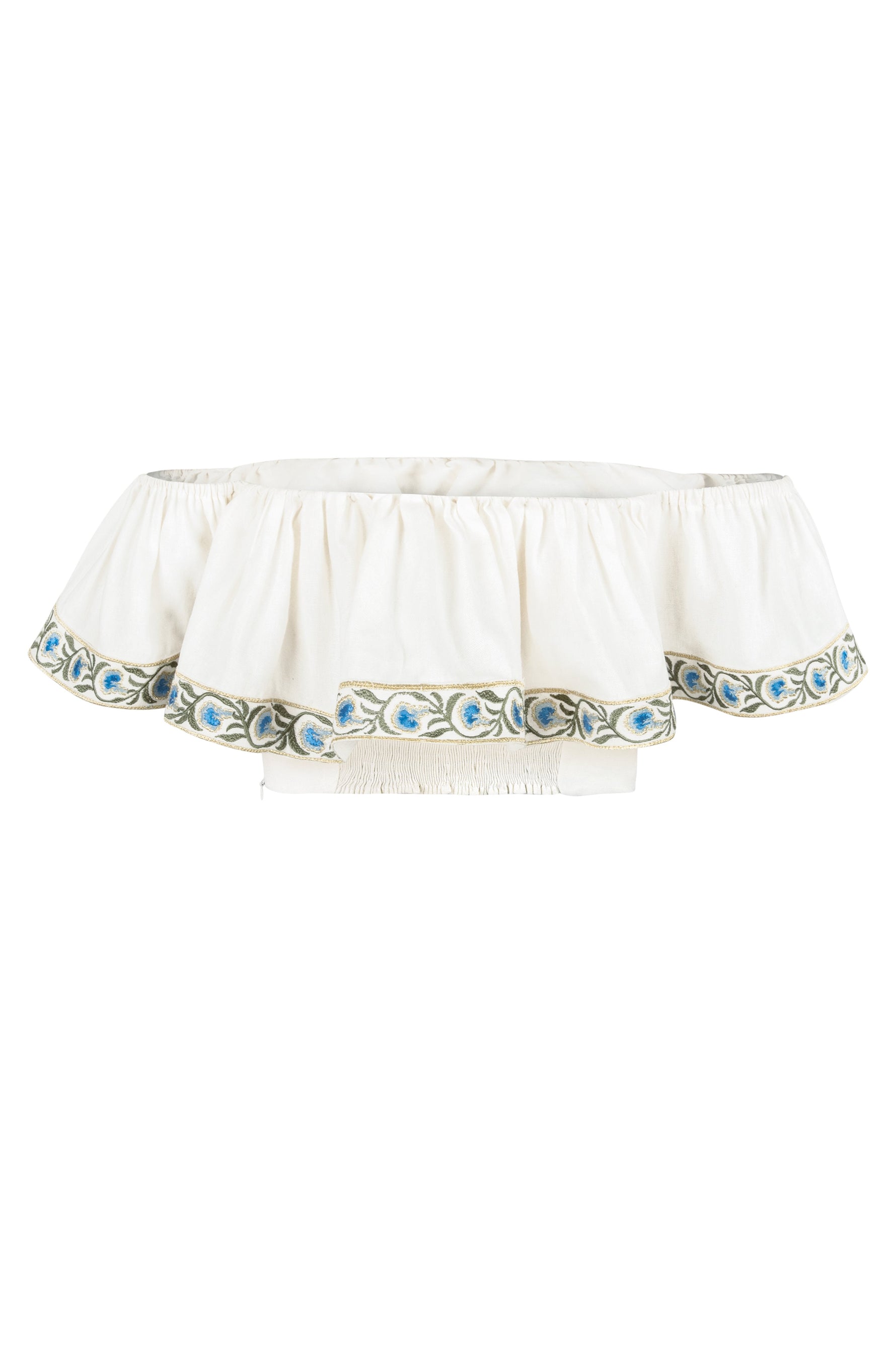 Carnation Off the Shoulder Top - White & Blue Tops - Bustier & Embroidered Rosewater House