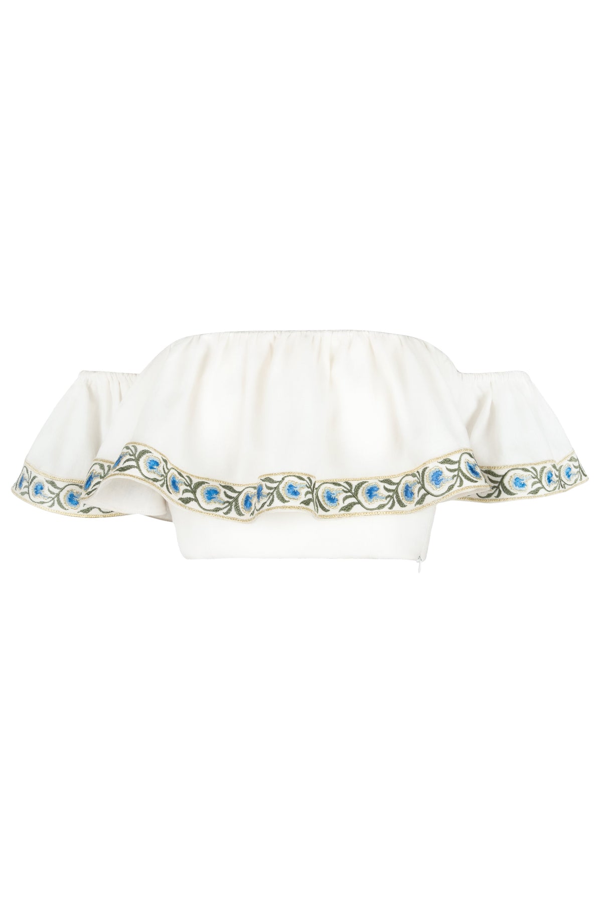 Carnation Off the Shoulder Top - White & Blue Tops - Bustier & Embroidered Rosewater House