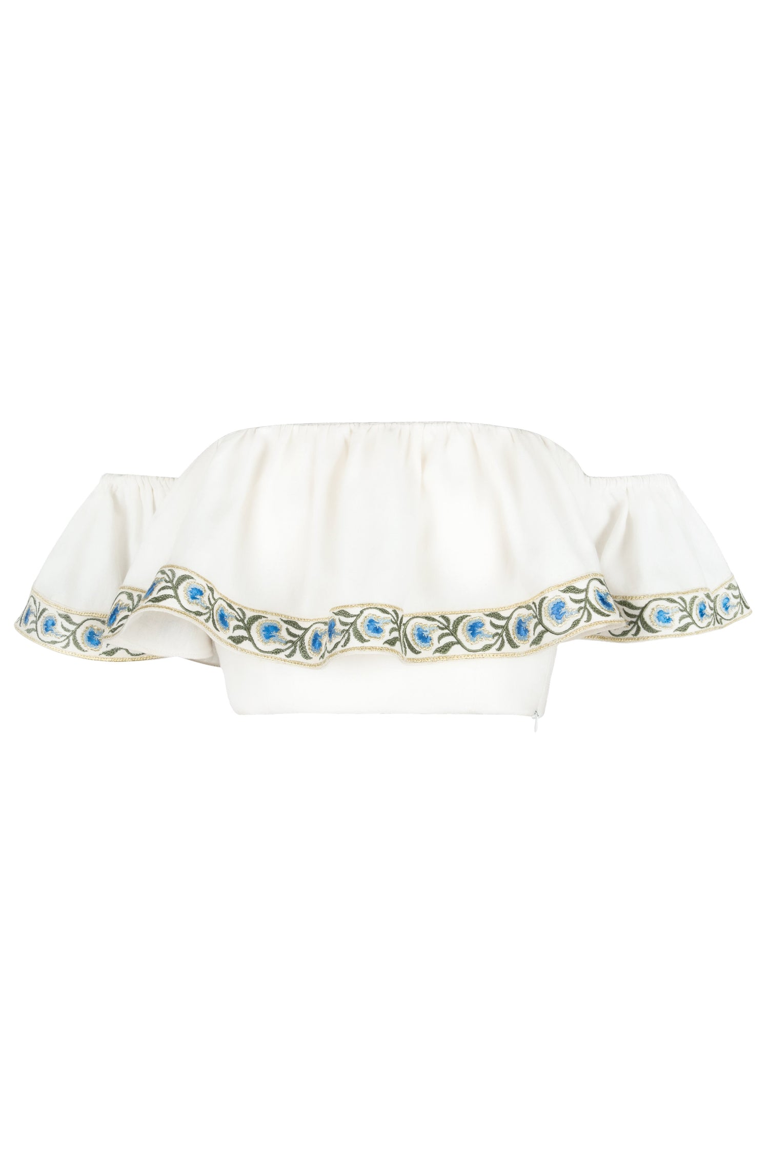 Carnation Off the Shoulder Top - White & Blue Tops - Bustier & Embroidered Rosewater House