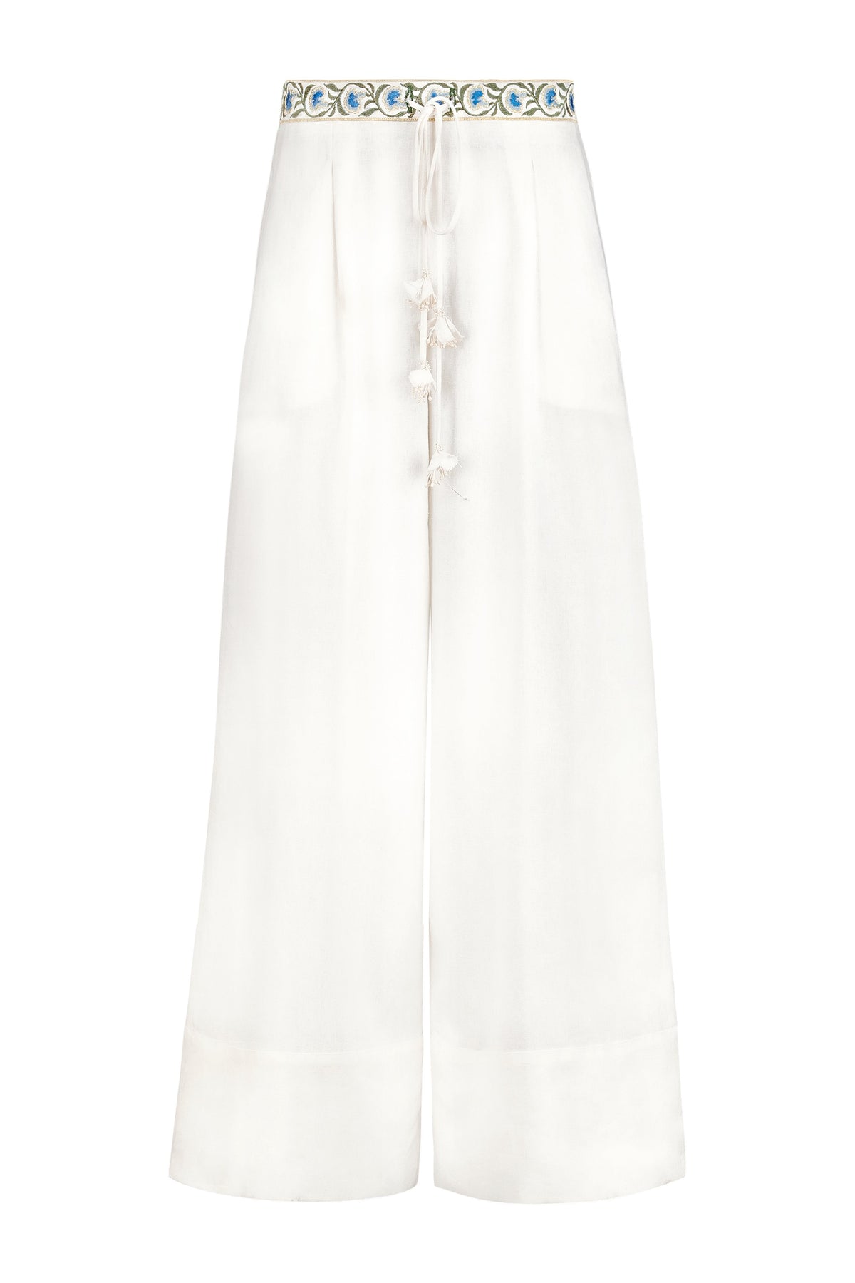 Carnation Pants - White & Blue Bottoms - Pants Rosewater House