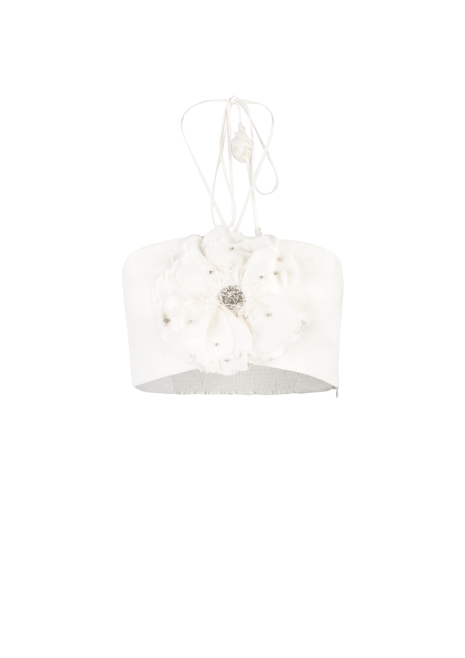 Gol Crop Top - Persica Floral Embelishment