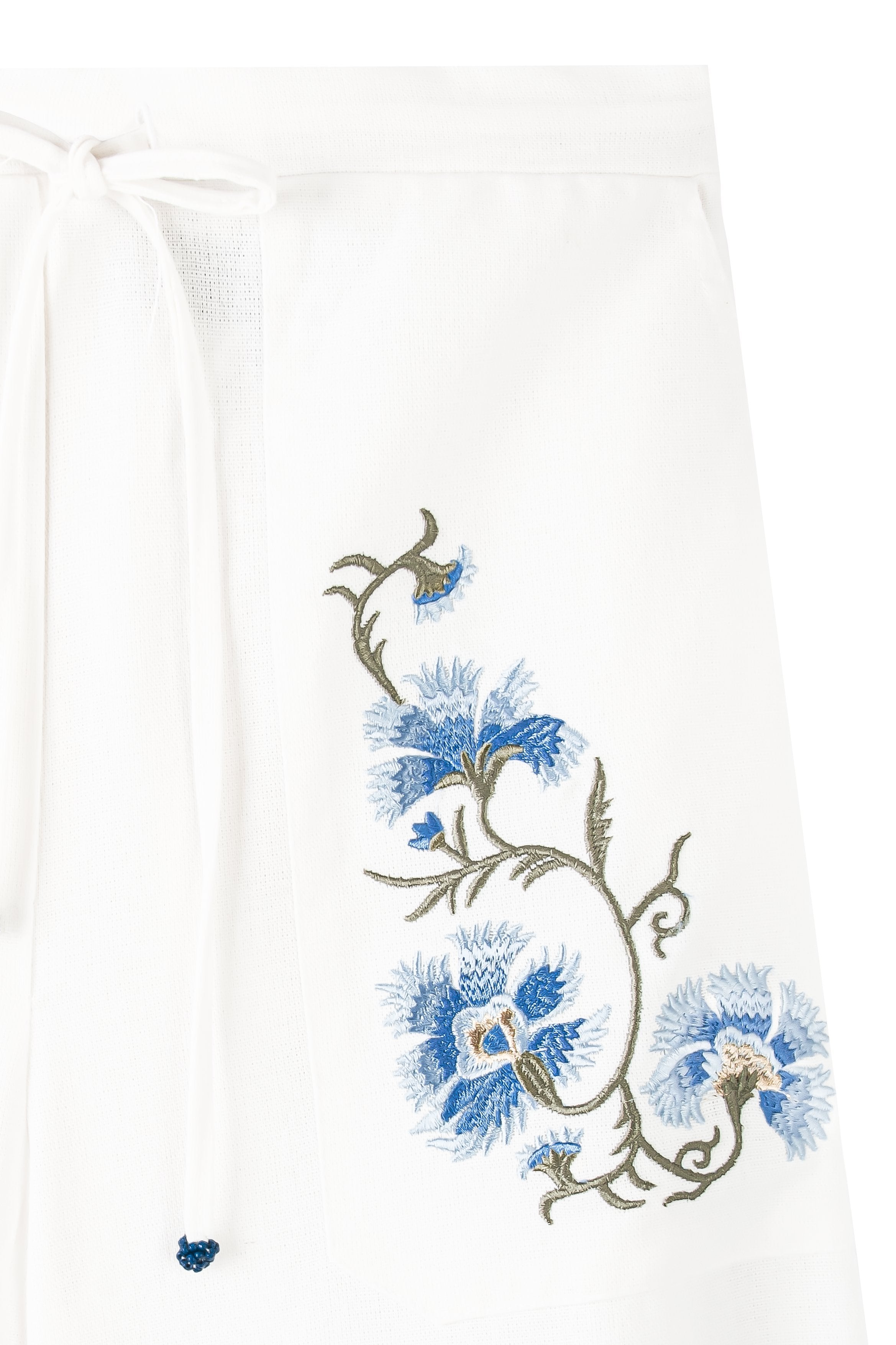Lola Pants - Lola Embroidered Offwhite & Blue Rosewater House