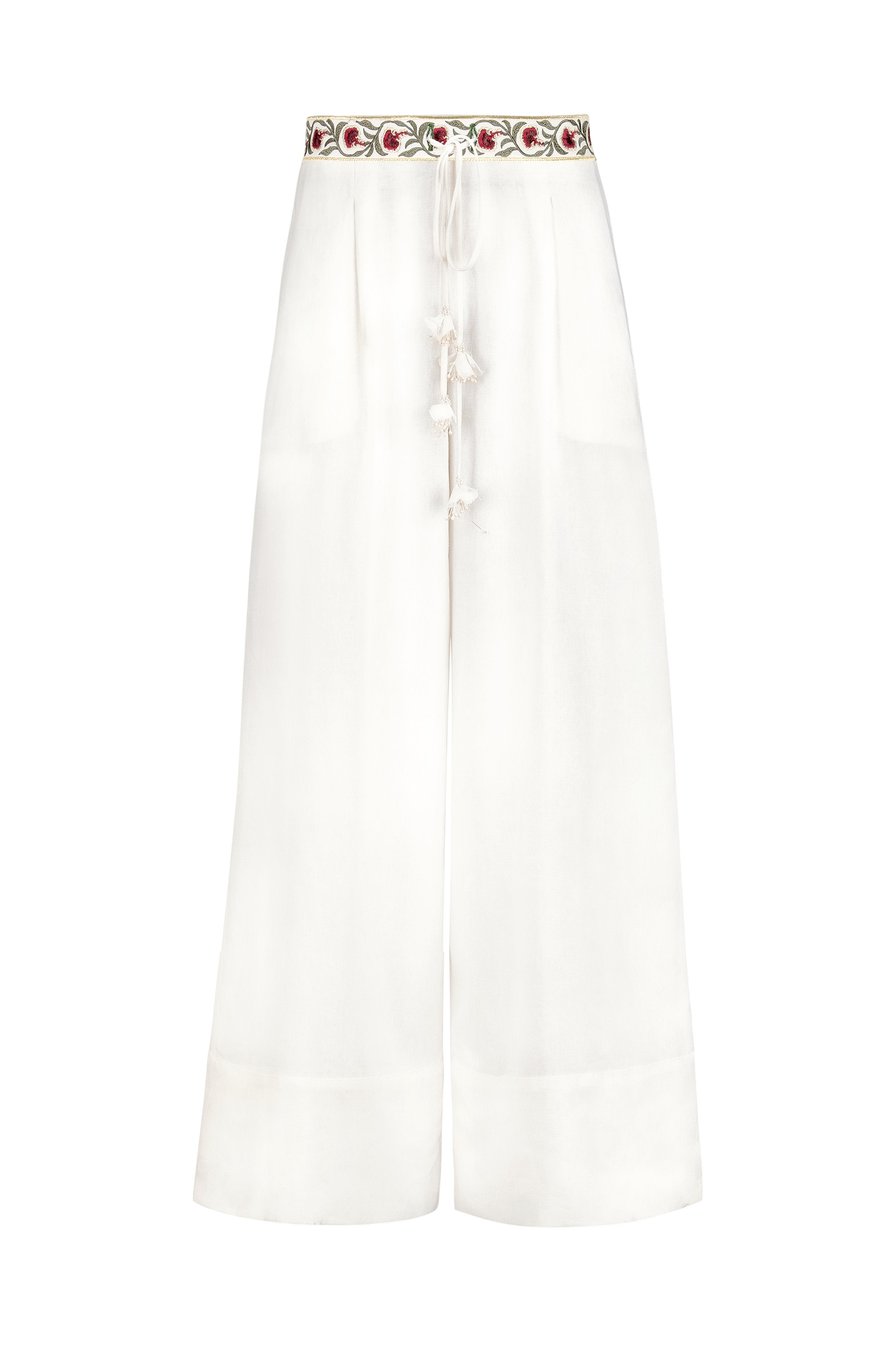 Carnation Pants - White & Red (SAMPLE) Bottoms - Pants RoseWaterHouse