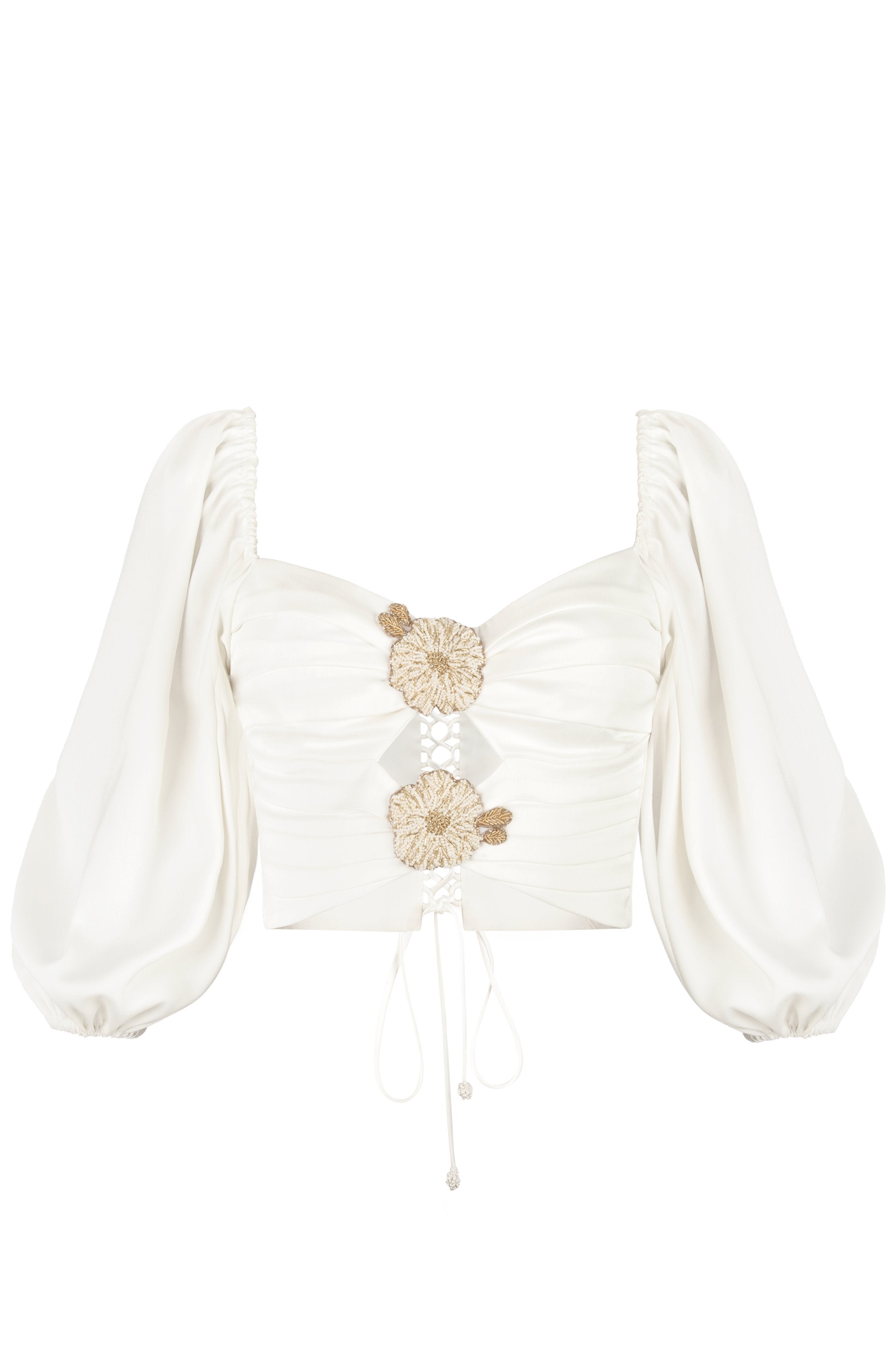 Silk Rosa Cut Out Top - Ivory Tops - Bustier & Embroidered Rosewater House