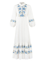 Saba Maxi Dress -off-white & Blue Rosewater House