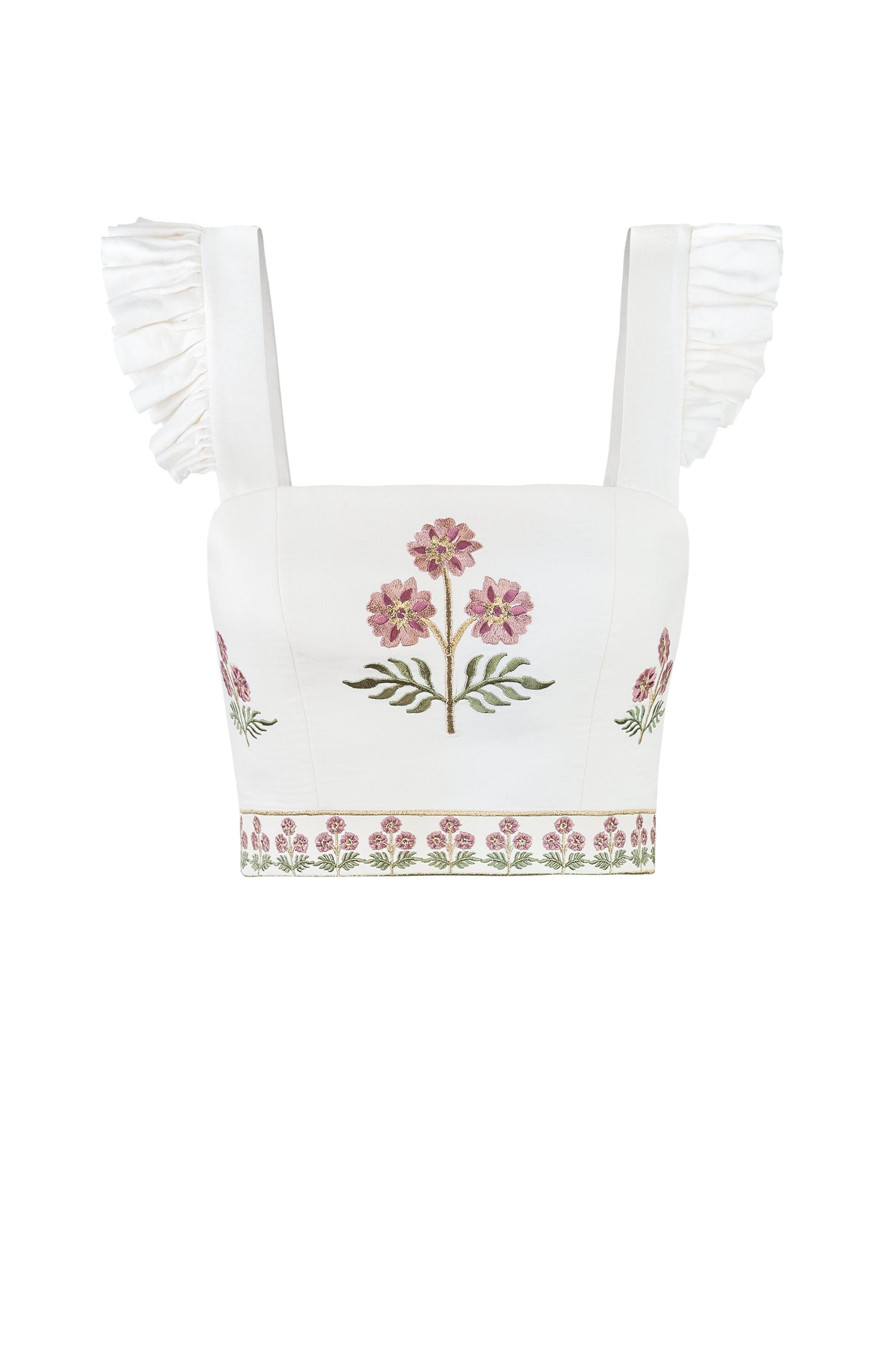 Yalda Ruffle Bustier - Naz Embroidery Tops - Bustier & Embroidered Rosewater House 