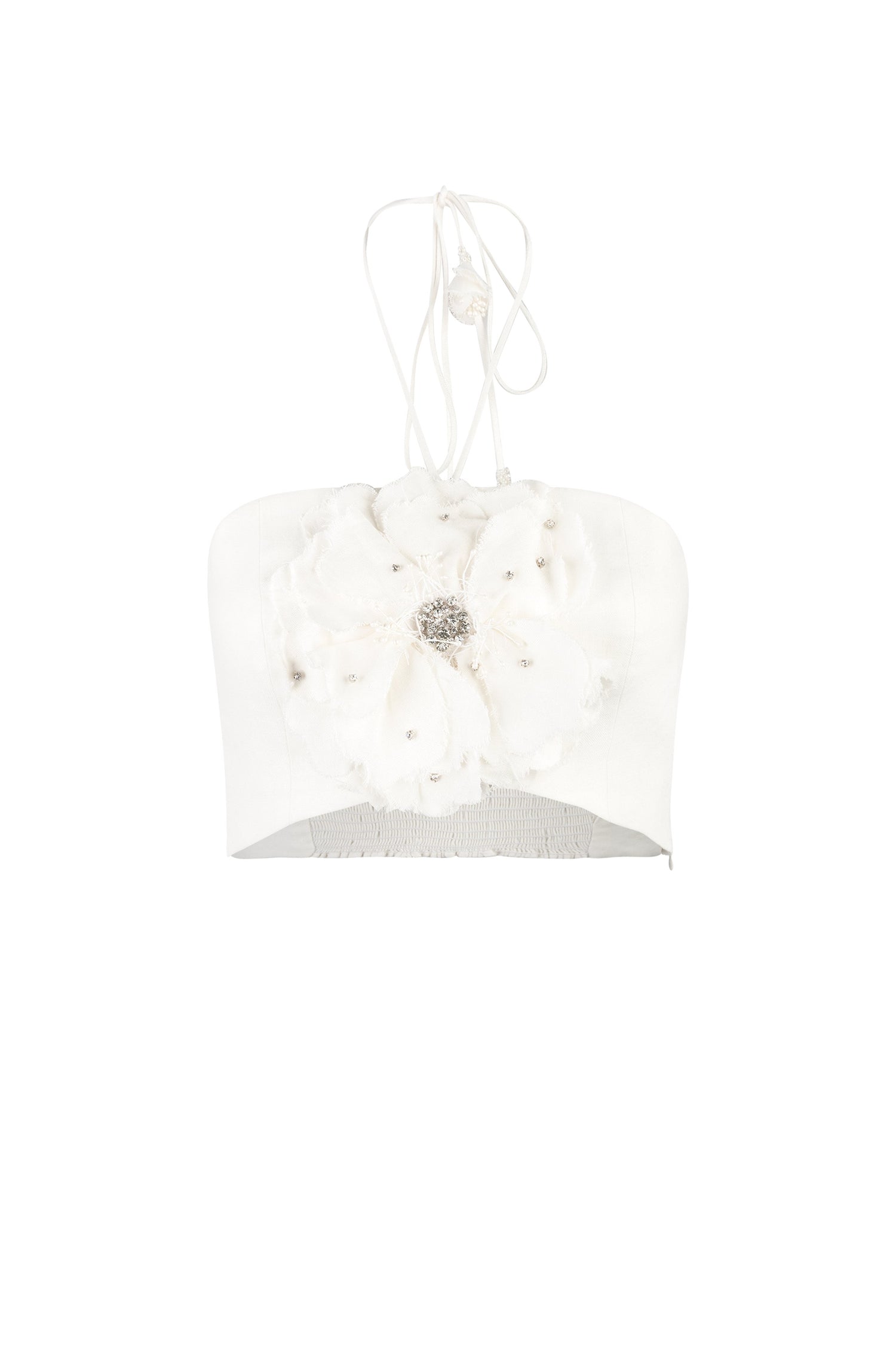 Gol Crop Top - Persica Floral Embelishment Tops - Bustier & Embroidered Rosewater House - Wholesale SS25 