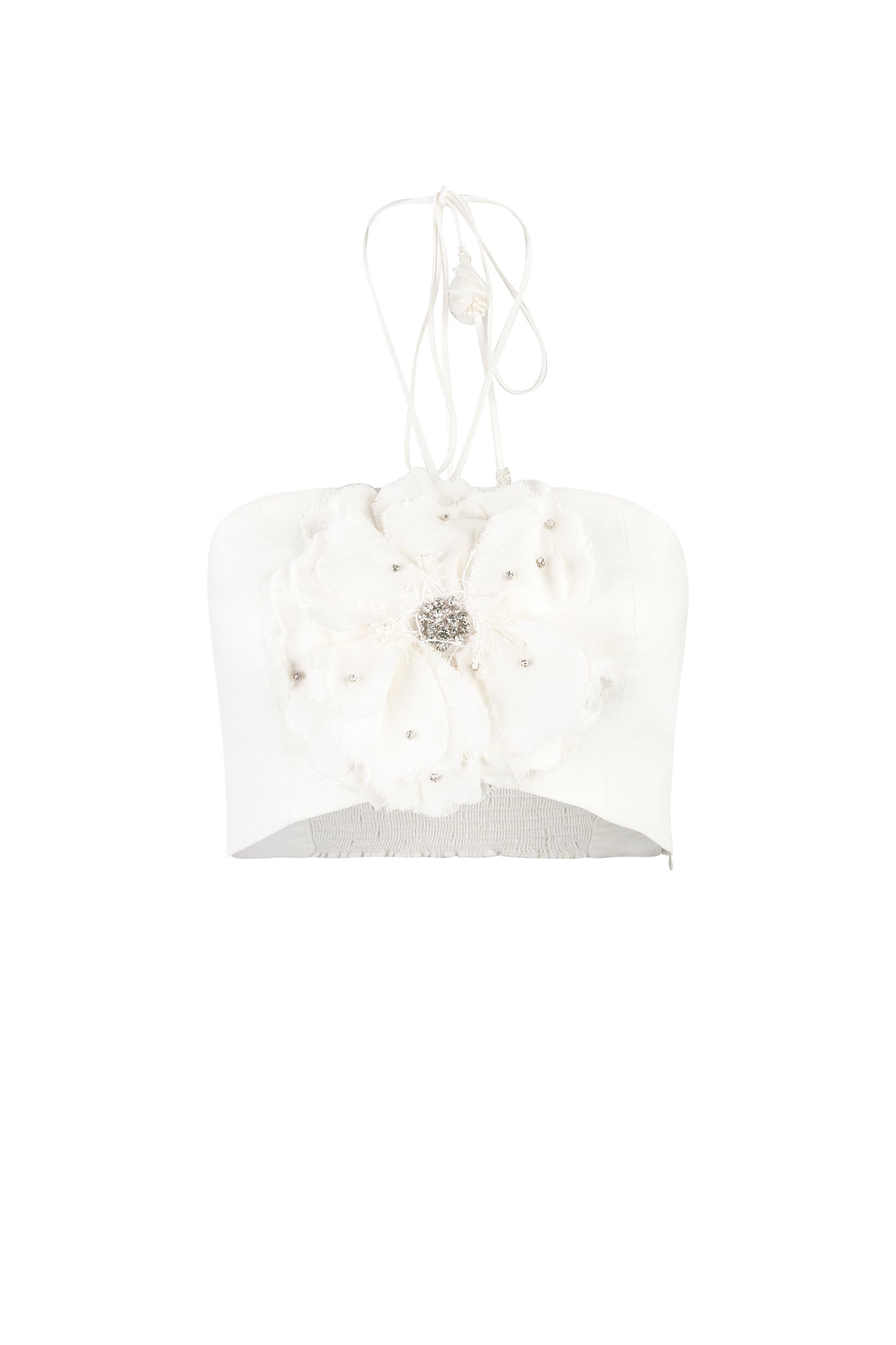 Gol Crop Top - Persica Floral Embelishment Tops - Bustier & Embroidered Rosewater House - Wholesale SS25 