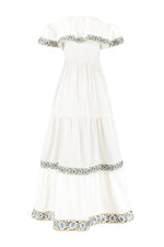 Carnation Ruffle Dress - White & Blue Dresses - Midi Rosewater House - Wholesale SS25 