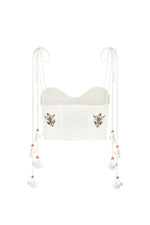 Della Bustier - Fiona Embroidery Pink & Offwhite Tops - Bustier & Embroidered Rosewater House