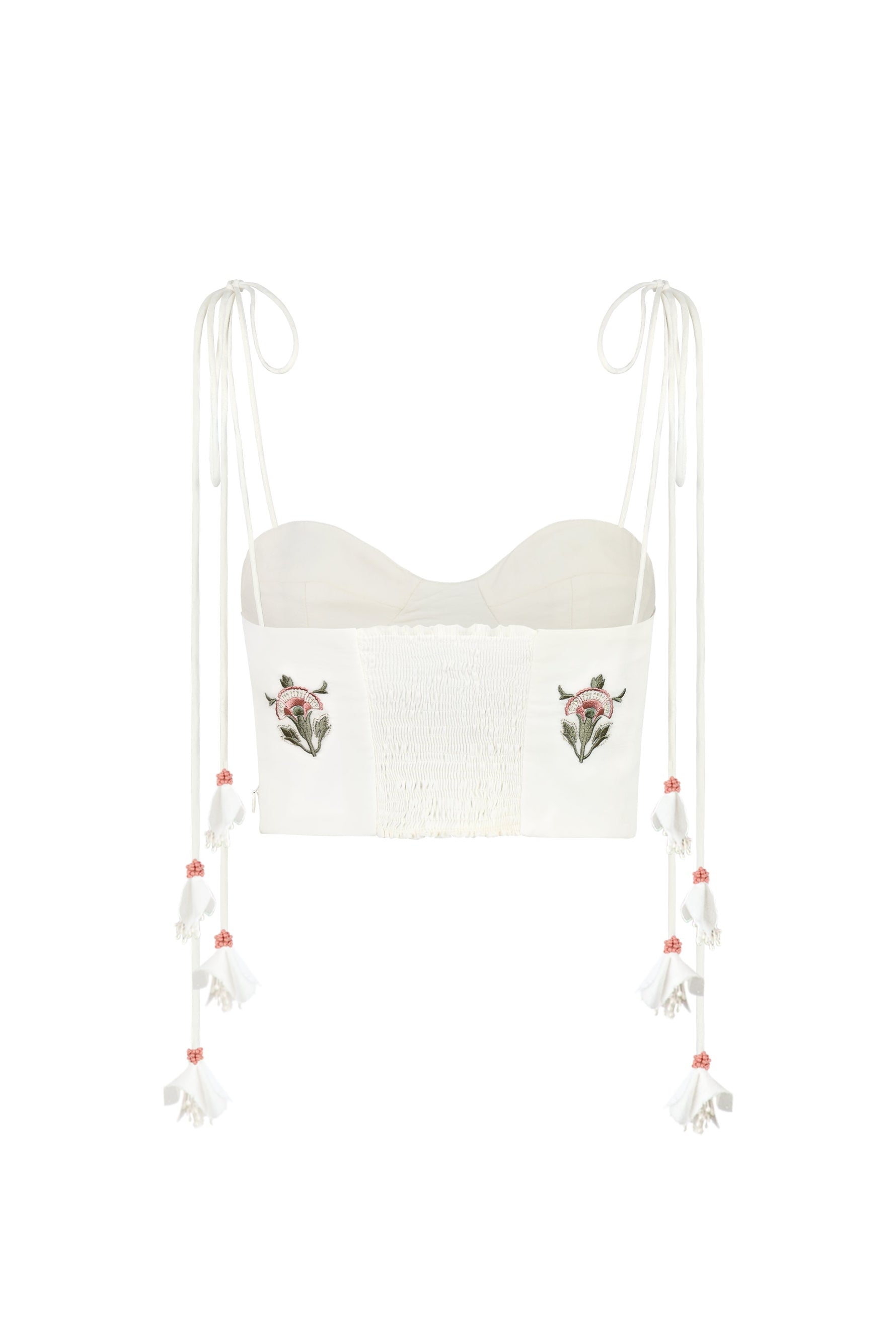 Della Bustier - Fiona Embroidery Pink & Offwhite Tops - Bustier & Embroidered Rosewater House