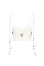 Della Bustier - Fiona Embroidery Pink & Offwhite Tops - Bustier & Embroidered Rosewater House