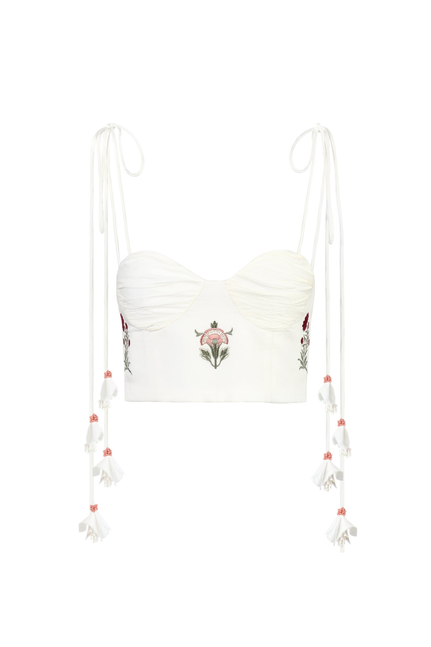 Della Bustier - Fiona Embroidery Pink & Offwhite Tops - Bustier & Embroidered Rosewater House