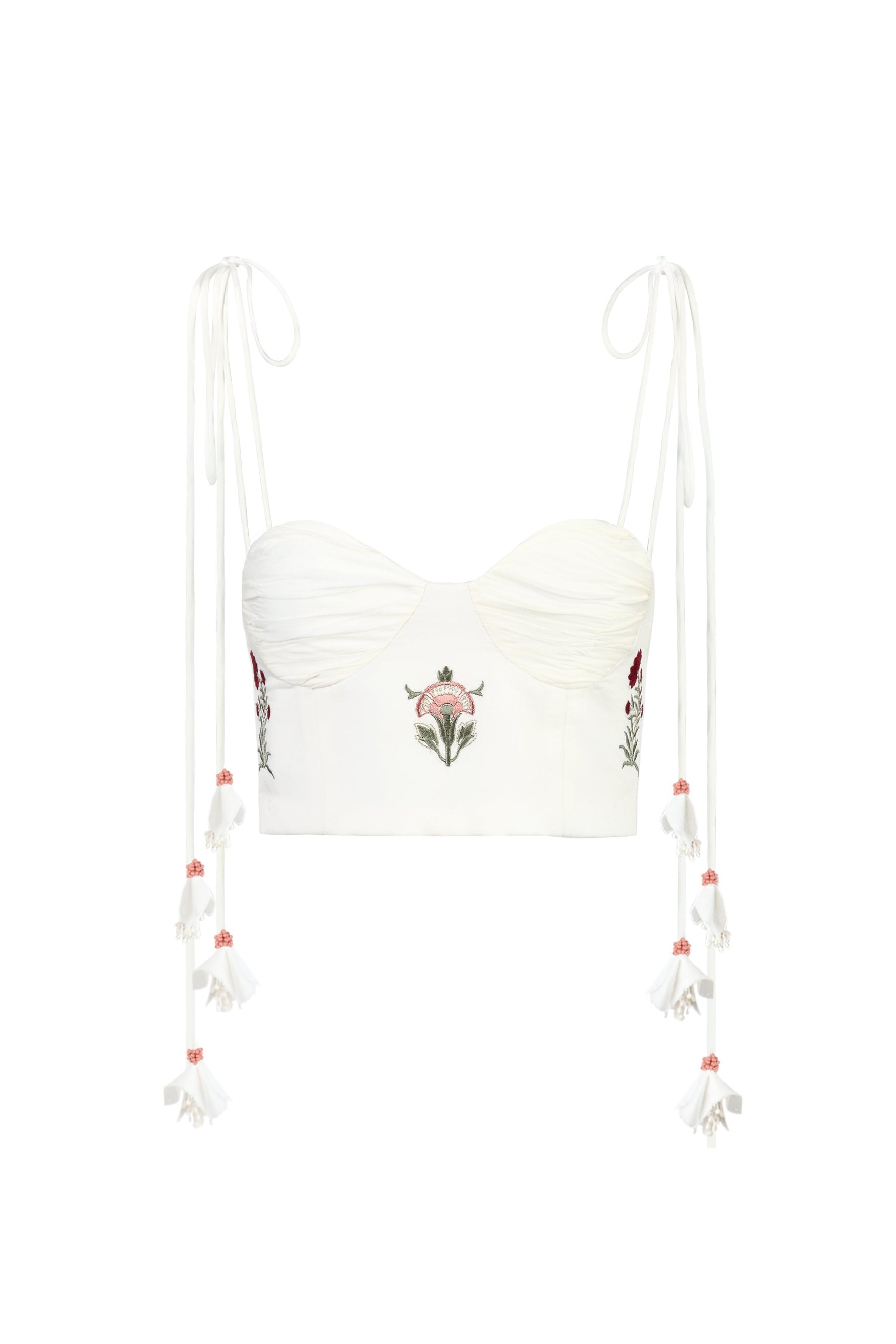Della Bustier - Fiona Embroidery Pink & Offwhite Tops - Bustier & Embroidered Rosewater House