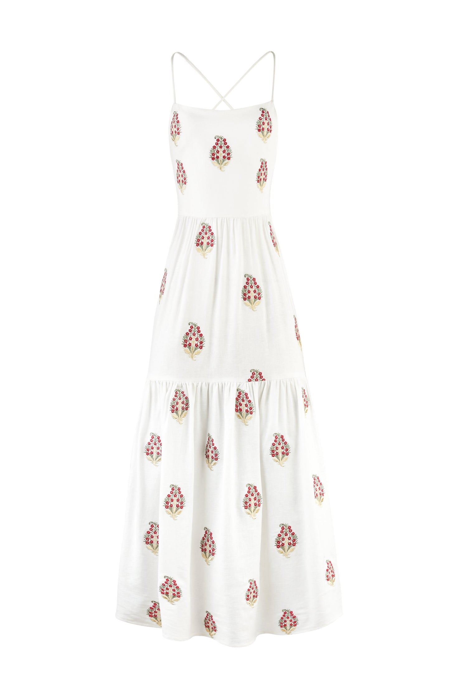 Sarv Maxi Dress - Off White & Red Rosewater House