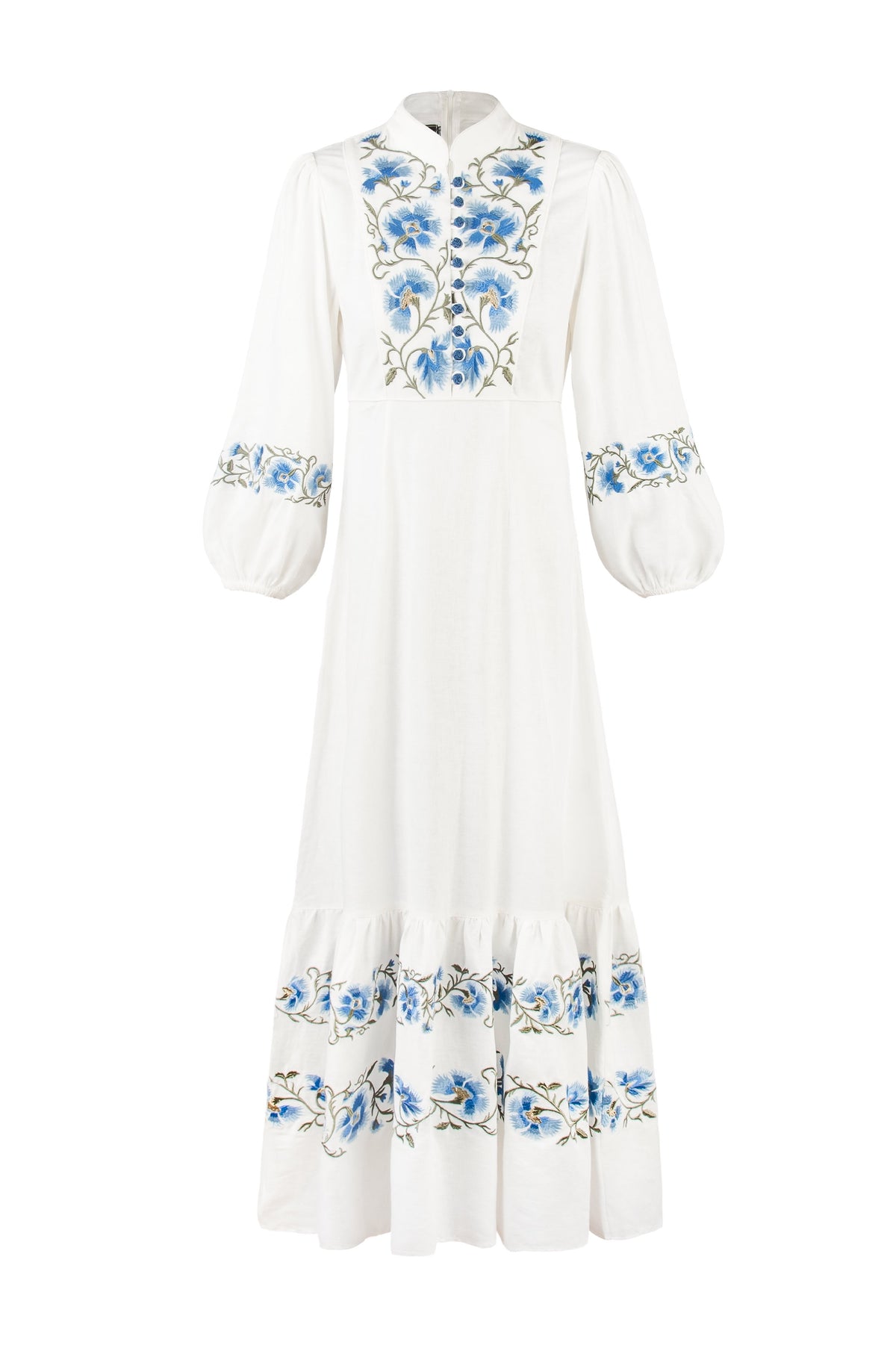 Saba Maxi Dress - Off-white & Blue Dresses - Maxi Rosewater House 