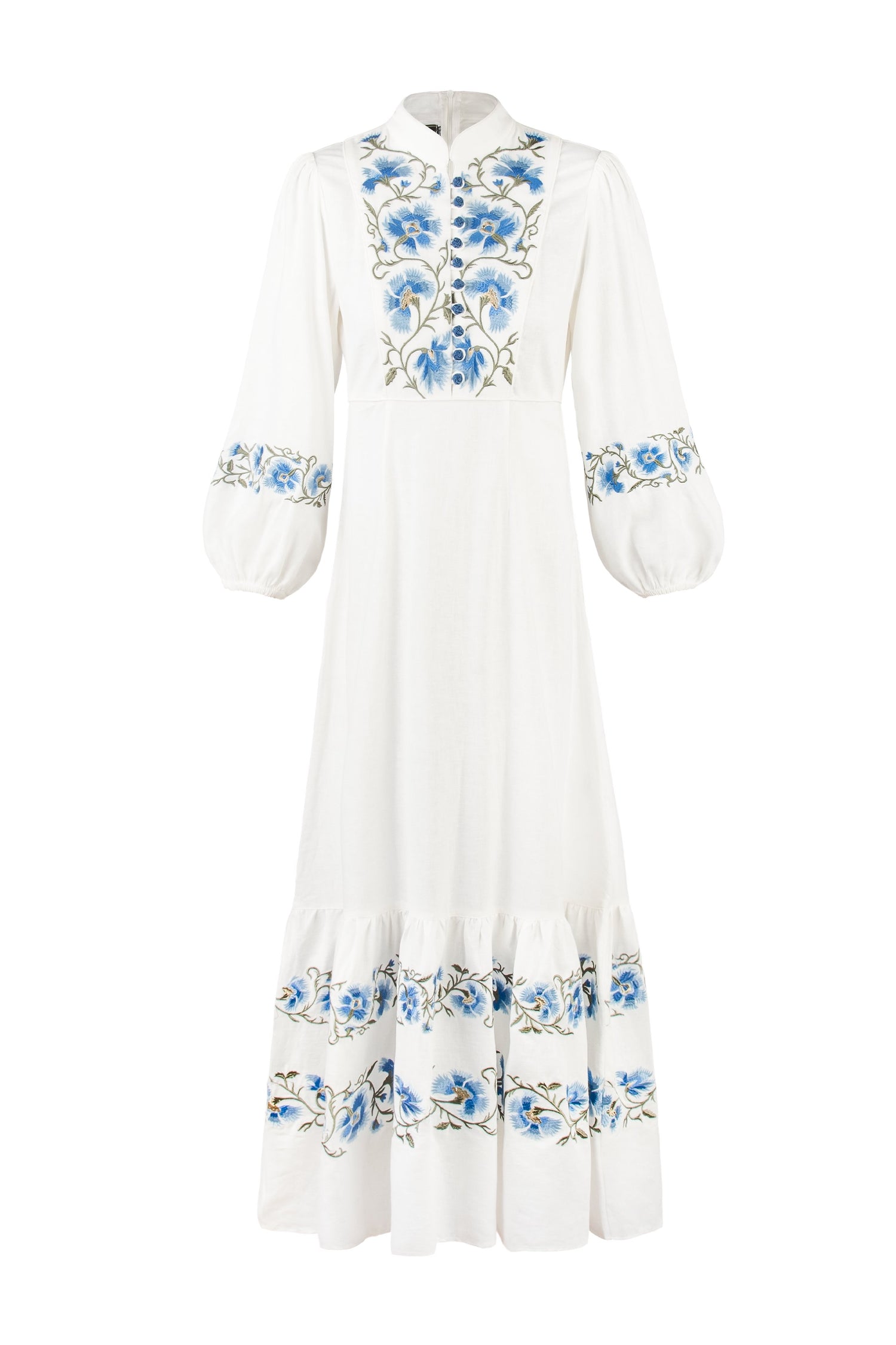 Saba Maxi Dress - Off-white & Blue Dresses - Maxi Rosewater House 