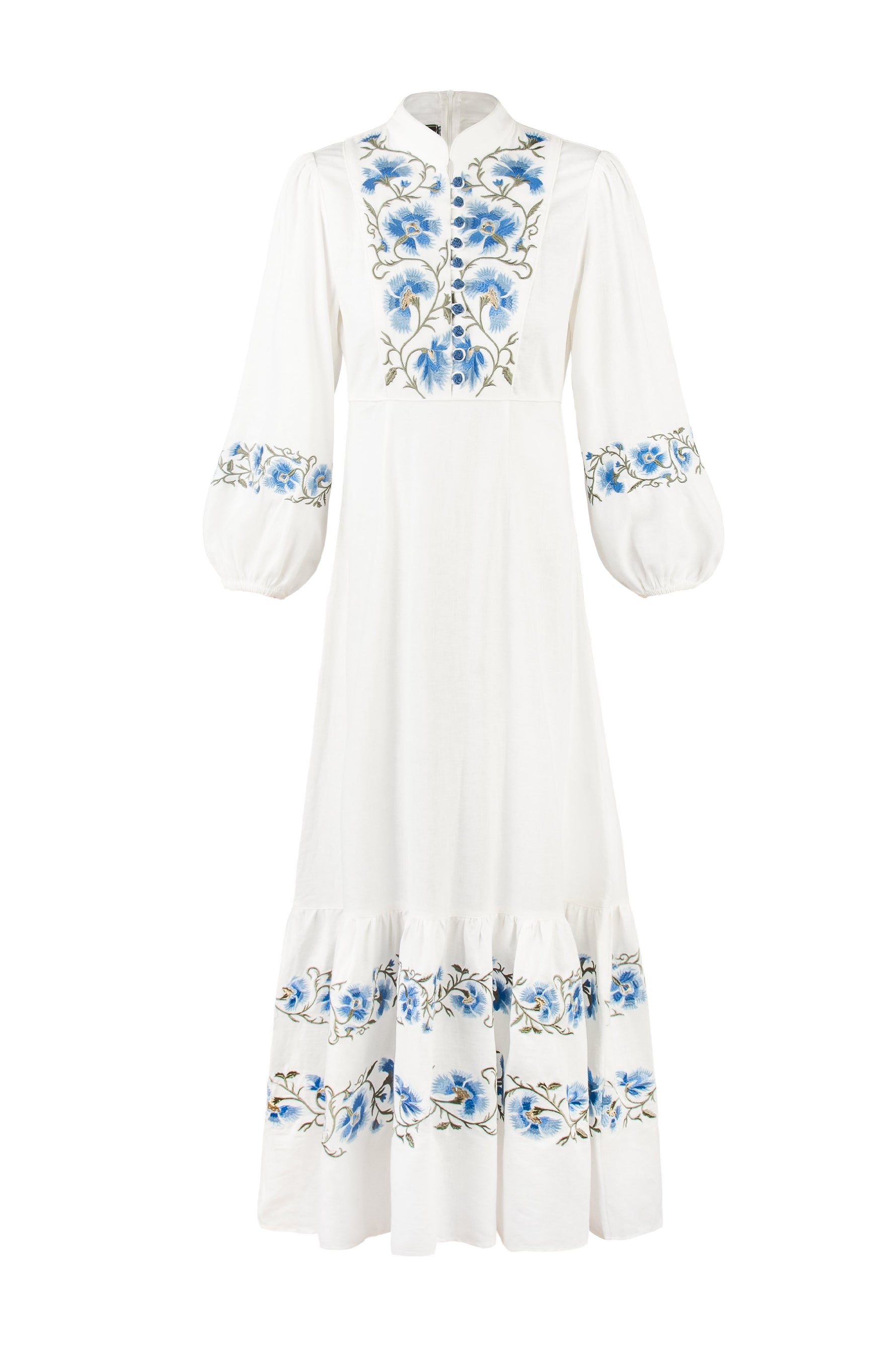 Saba Maxi Dress - Off-white & Blue Dresses - Maxi Rosewater House 