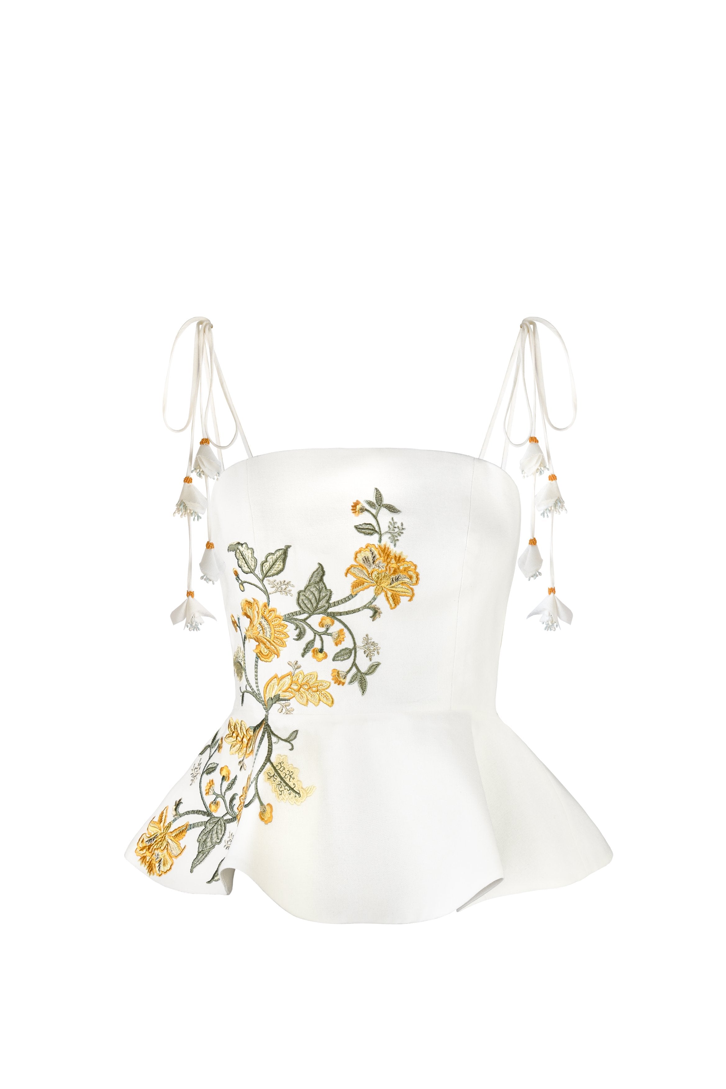 TiTi Top - Golestan embroidery Yellow & White Tops - Blouse Rosewater House