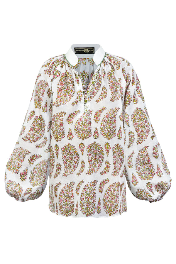 Golab Blouse - Pink Paisley Tops - Blouse Rosewater House 