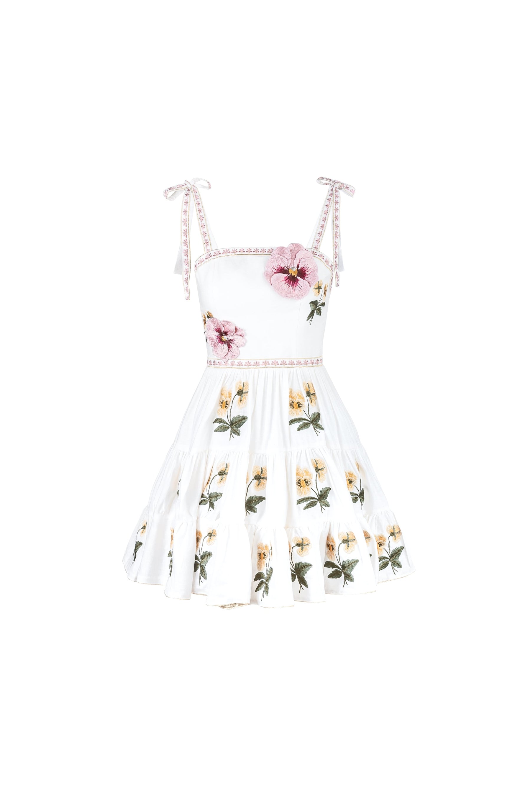 Tara Mini Dress - Pansy Embroidery Dresses - Mini Rosewater House 