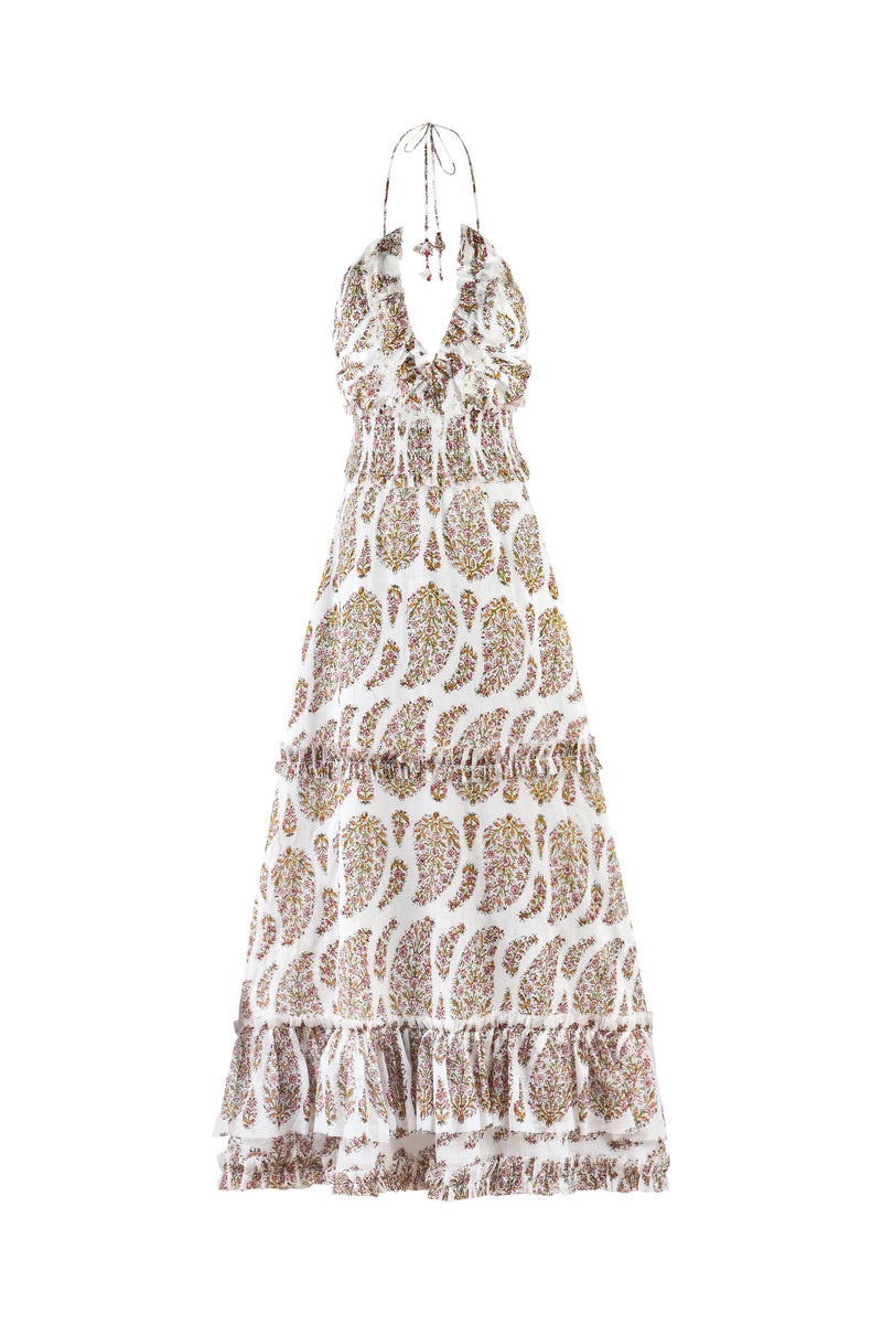 Bahar Ruffle Dress - Pink Paisley Dresses - Formal Rosewater House 