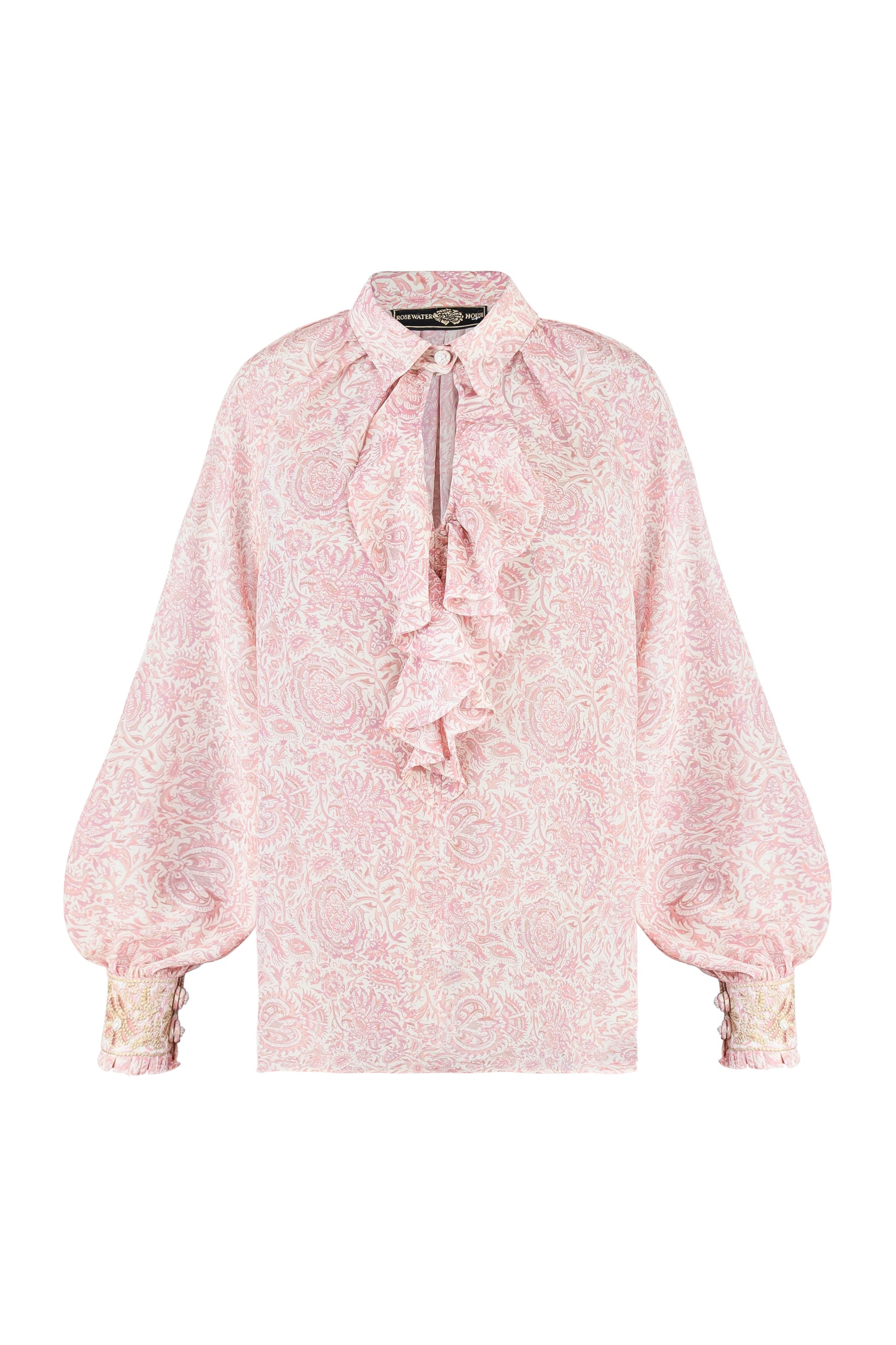Naz Blouse - Printed Chiffon Pink Tops - Blouse Rosewater House 