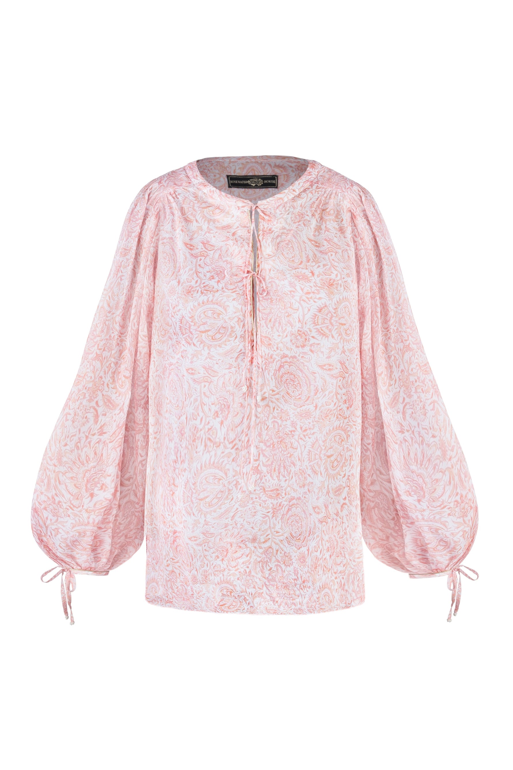 Bita Blouse - Printed Voile Pink Tops - Blouse Rosewater House 