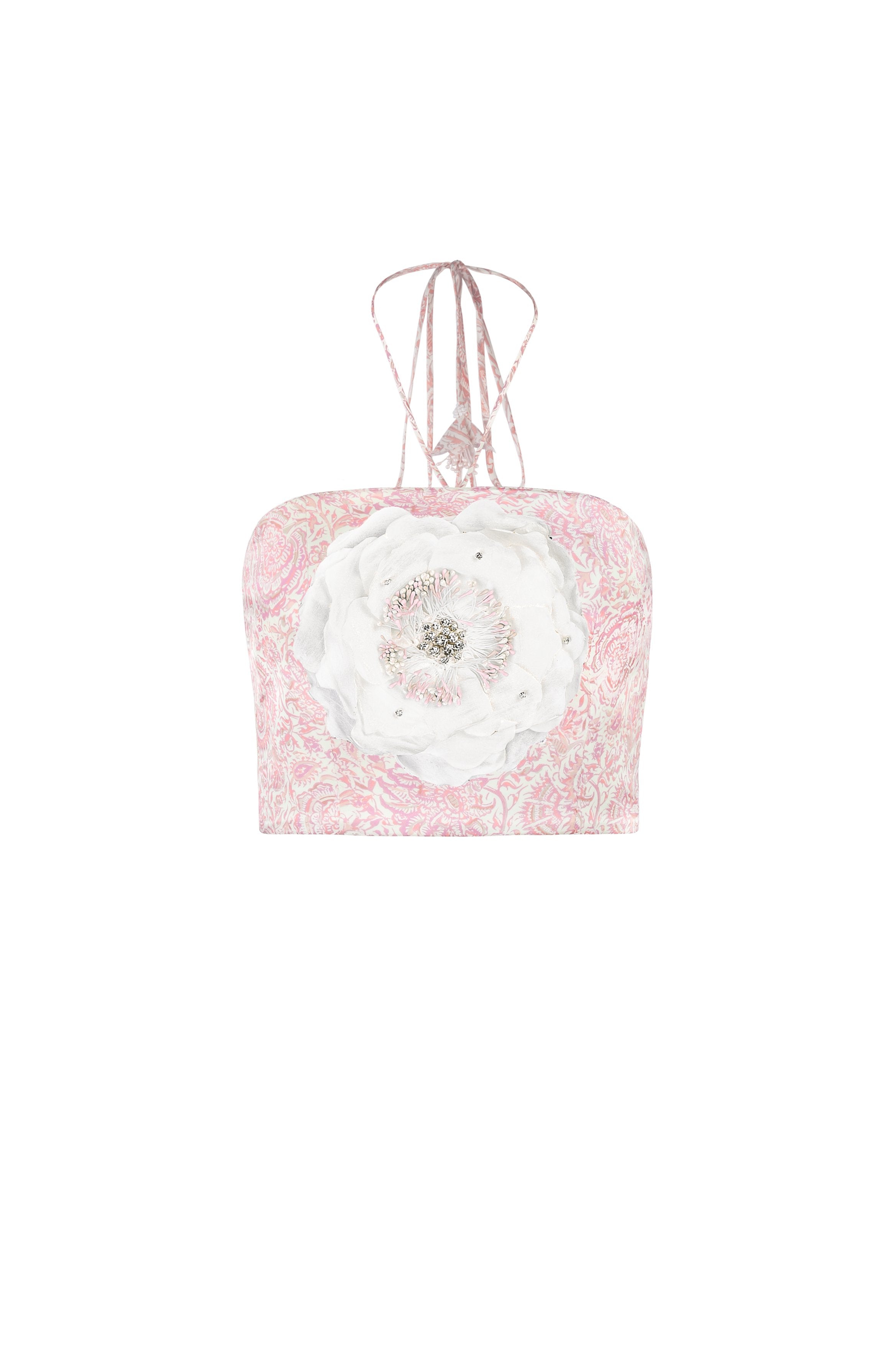 Gol bustier - Printed silk Pink Rosewater House