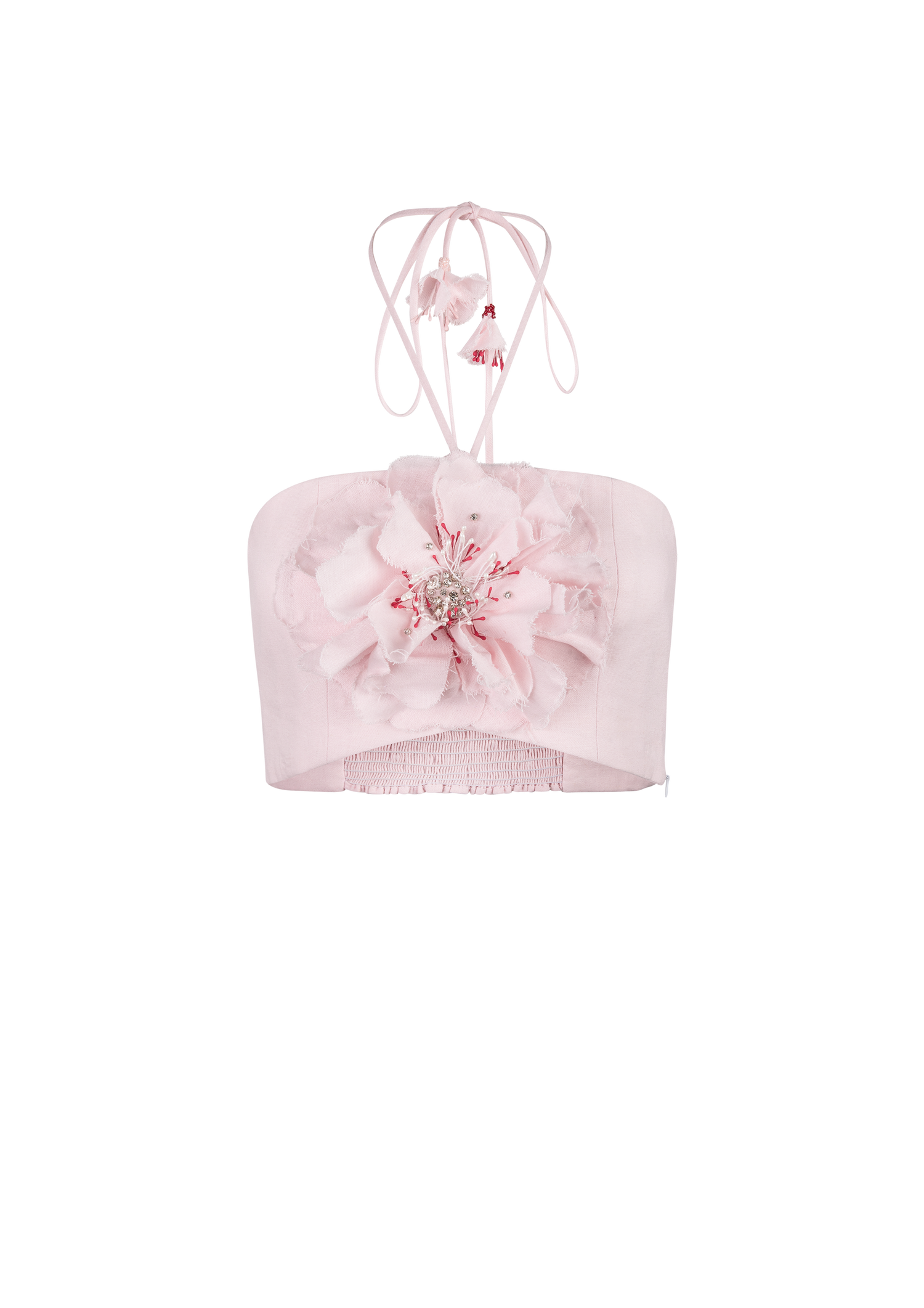 Gol Crop Top - Persica Floral Embelishment