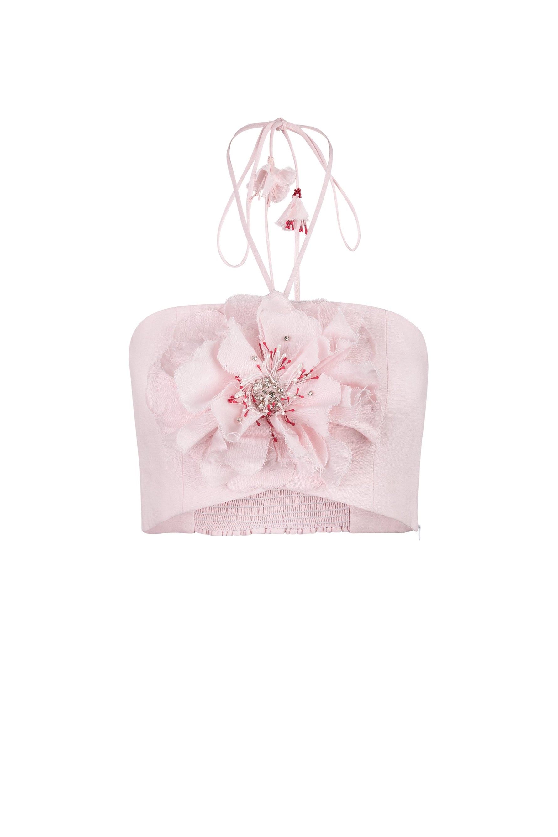 Gol Crop Top - Persica Floral Embelishment Tops - Bustier & Embroidered Rosewater House - Wholesale SS25 