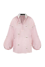 Golnaz Blouse - White on Pink Tops - Blouse Rosewater House 