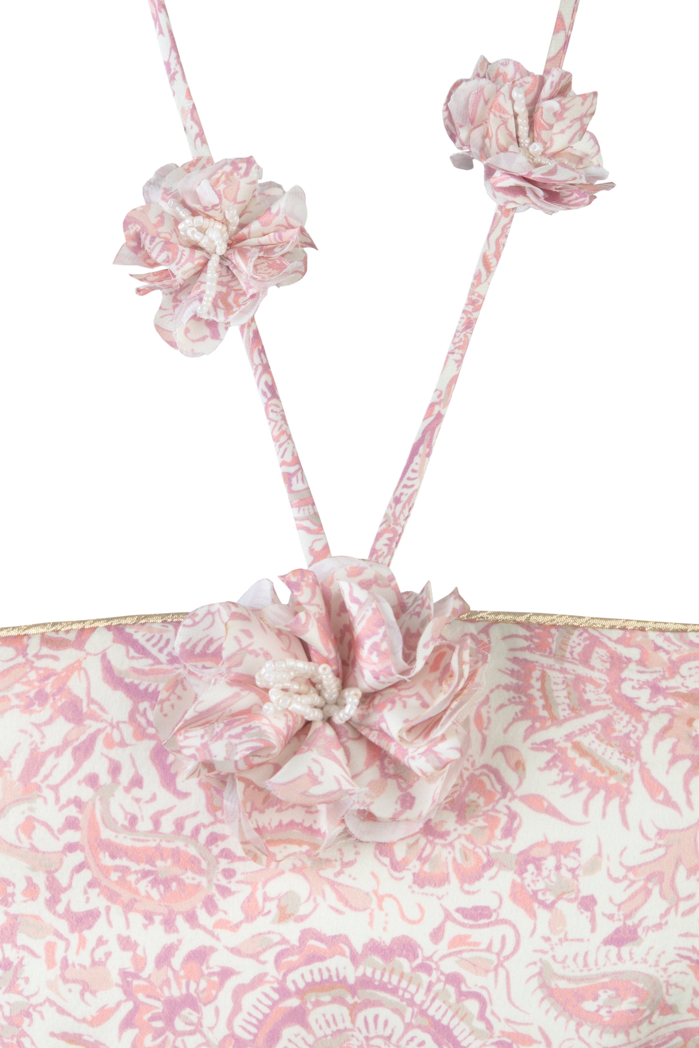 Hava Bustier - Printed Silk Pink Rosewater House