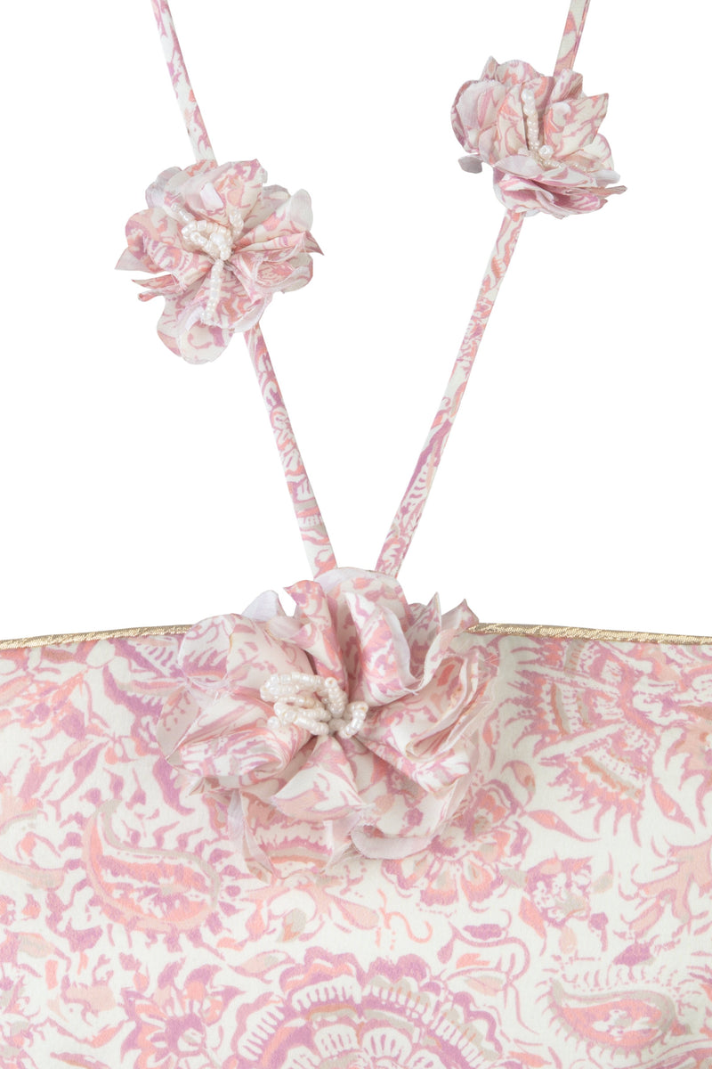 Hava Bustier - Printed Silk Pink Rosewater House 