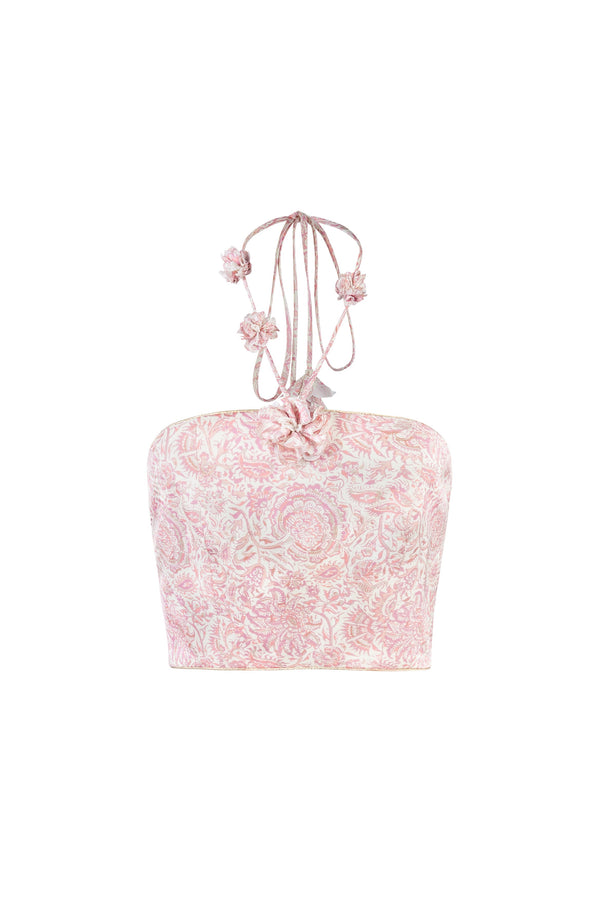 Hava Bustier - Printed Silk Pink Rosewater House 
