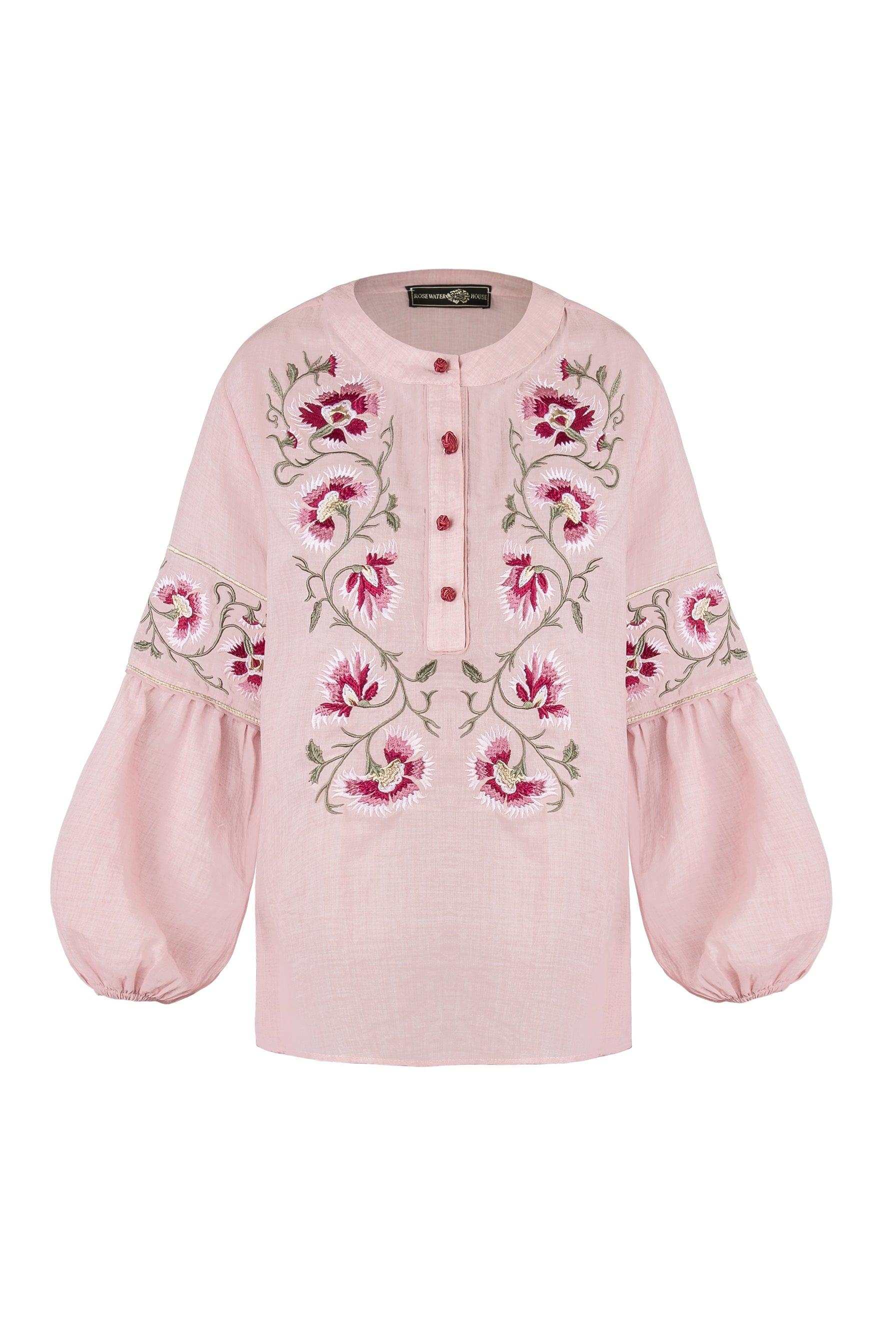Lola Blouse - Lola Embroidered Pink & Pink Tops - Blouse Rosewater House 