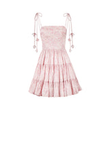 Sara Mini Dress - Printed Silk Pink Rosewater House 
