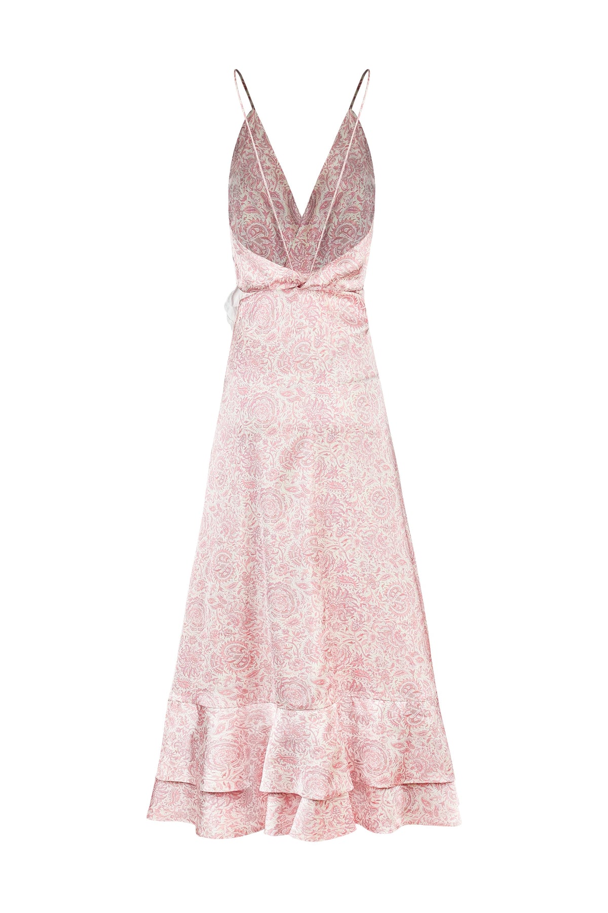 Shiraz Ruffle Dress - Printed Silk Pink Dresses - Midi Rosewater House
