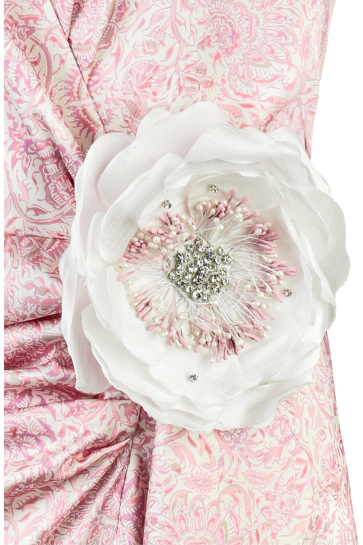 Shiraz Ruffle Dress - Printed Silk Pink Dresses - Midi Rosewater House