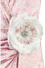 Shiraz Ruffle Dress - Printed Silk Pink Dresses - Midi Rosewater House
