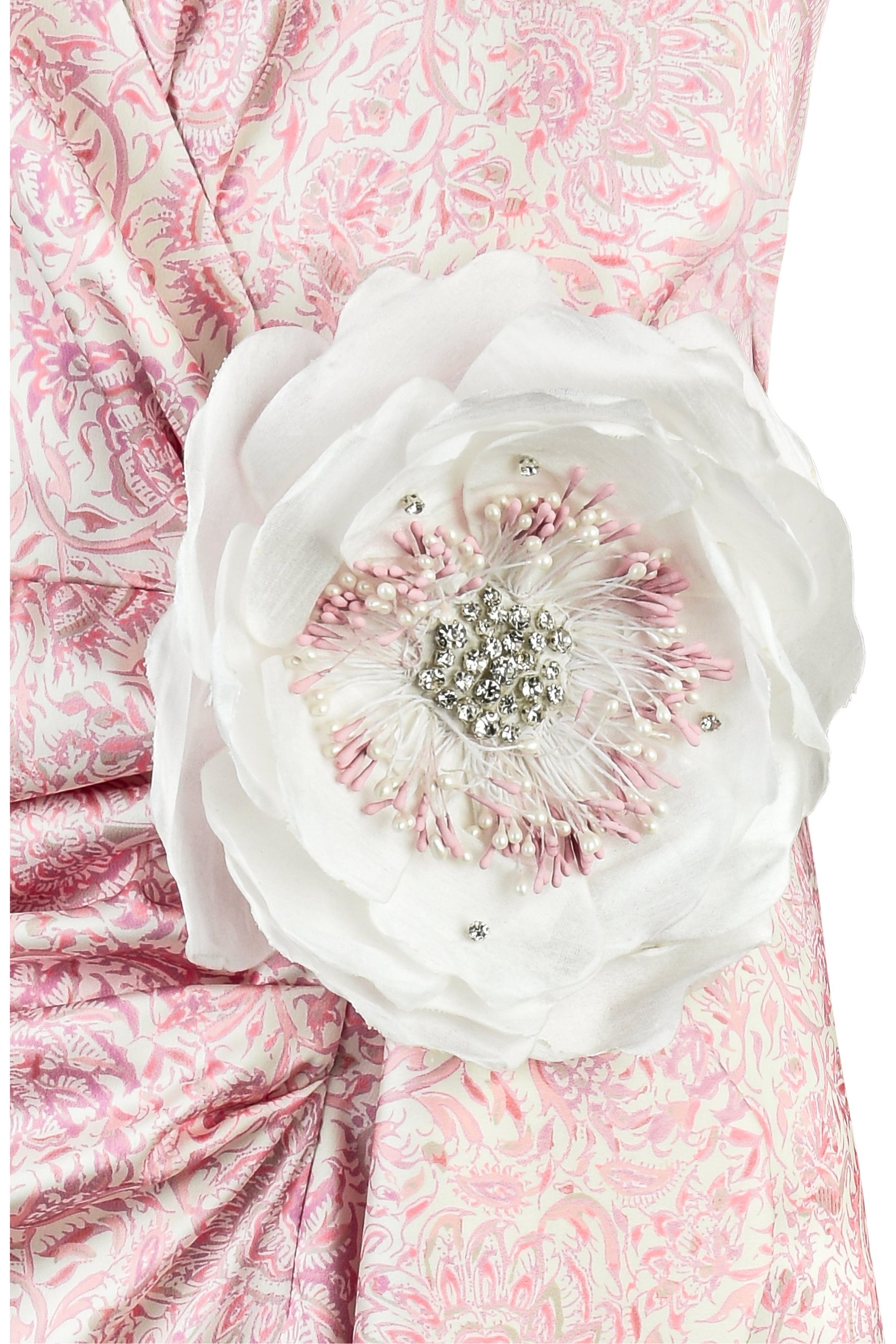 Shiraz Ruffle Dress - Printed Silk Pink Dresses - Midi Rosewater House