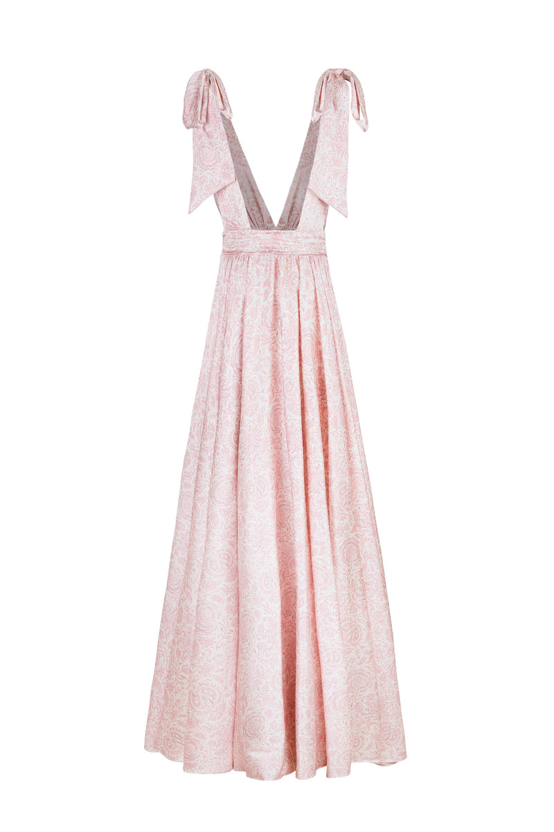 Fiona Dress - Printed Silk Pink Rosewater House 
